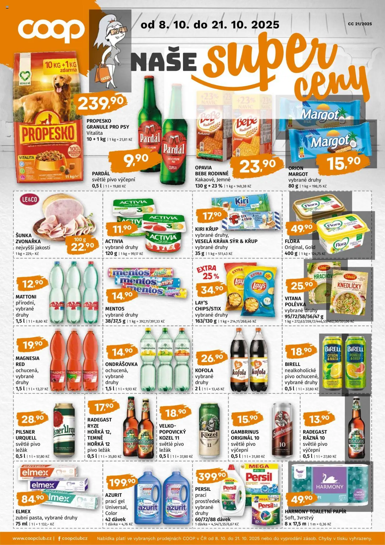 Terno leták - COOP naše super ceny od 08.10.2025 | Strana: 1 | Produkty: Mattoni, Šunka, Kozel, Bebe