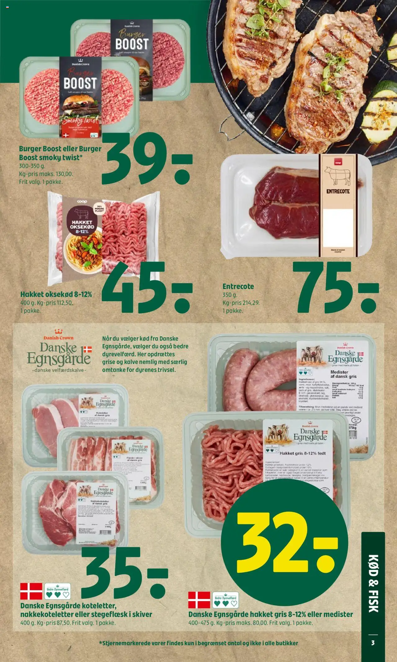 Coop 365 Tilbudsavis gyldig fra 21.08.2025 | Side: 3 | Produkter: Fisk, Oksekød, Entrecote