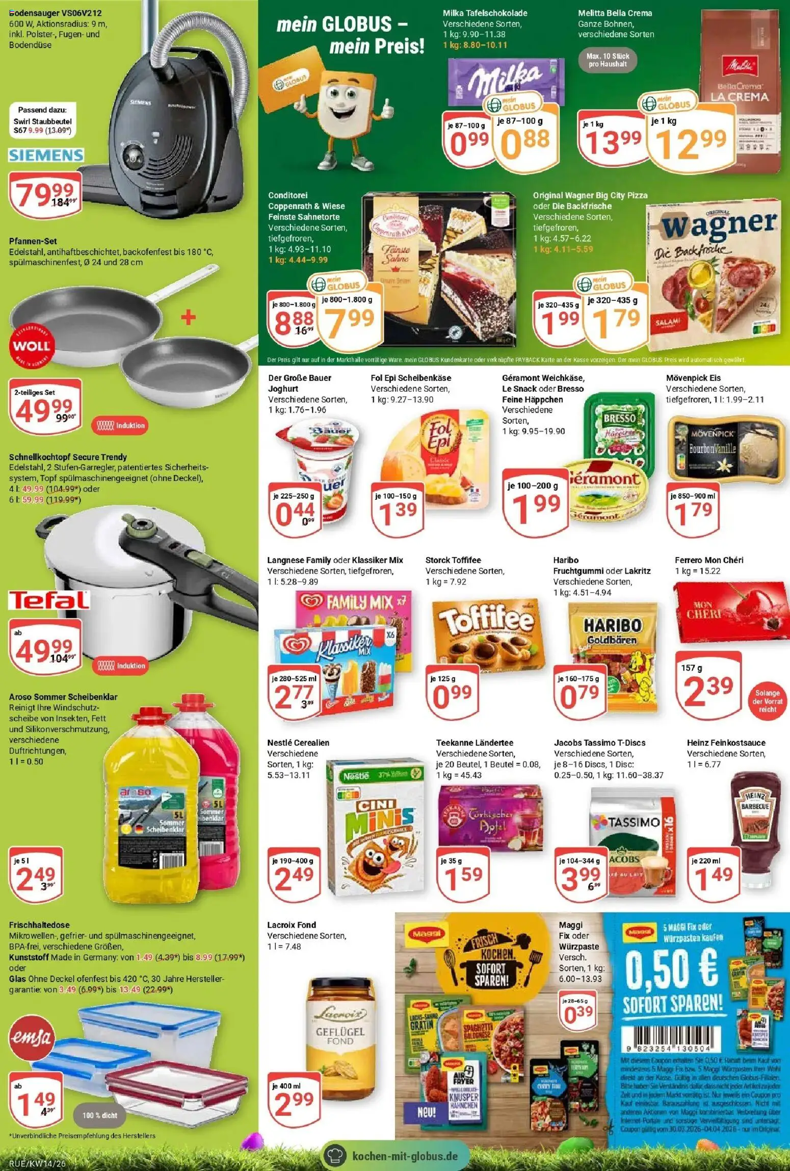 Globus prospekt Rüsselsheim	 – gültig ab 30.03.2026 | Seite: 8 | Produkte: Melitta, Milka, Movenpick eis, Teekanne