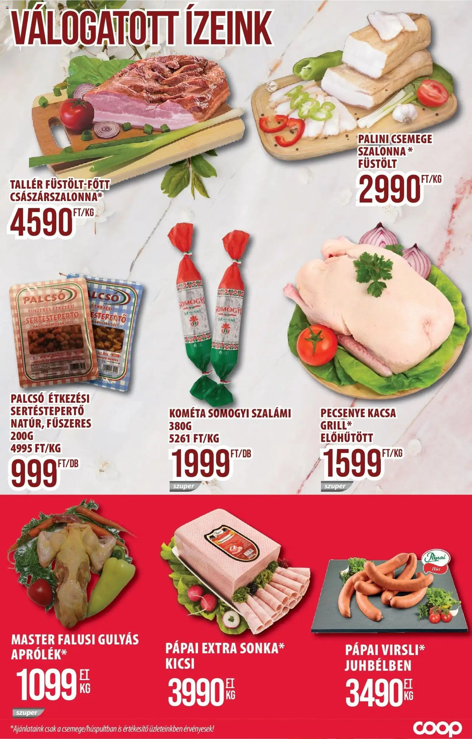 COOP Szolnok akciós ujság - amely érvényes a következő dátumtól: 12.03.2026 | Oldal: 4 | Termékek: Szalámi, Szalonna, Kacsa