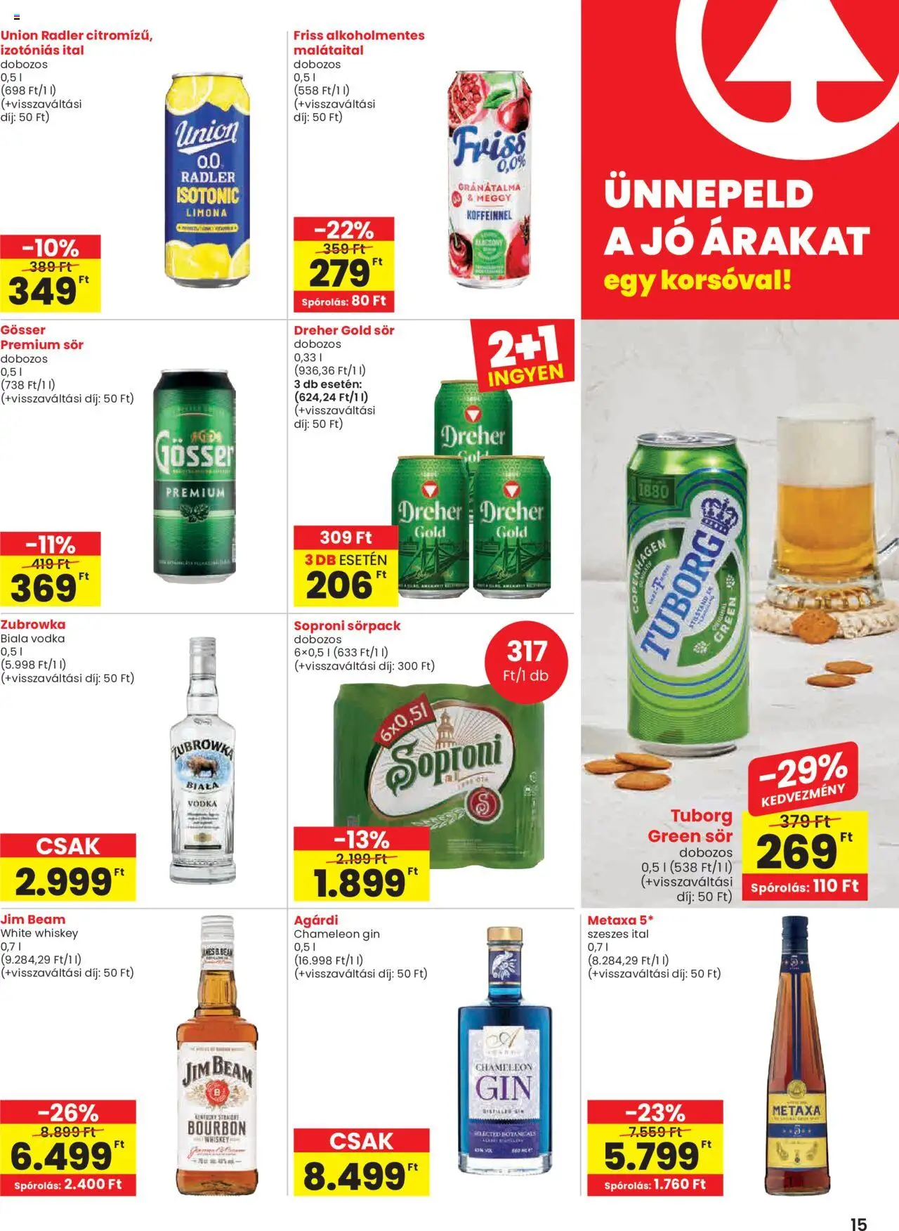 Spar akciós ujság - amely érvényes a következő dátumtól: 09.10.2025 | Oldal: 15 | Termékek: Meggy, Gránátalma, Gin, Izotóniás ital