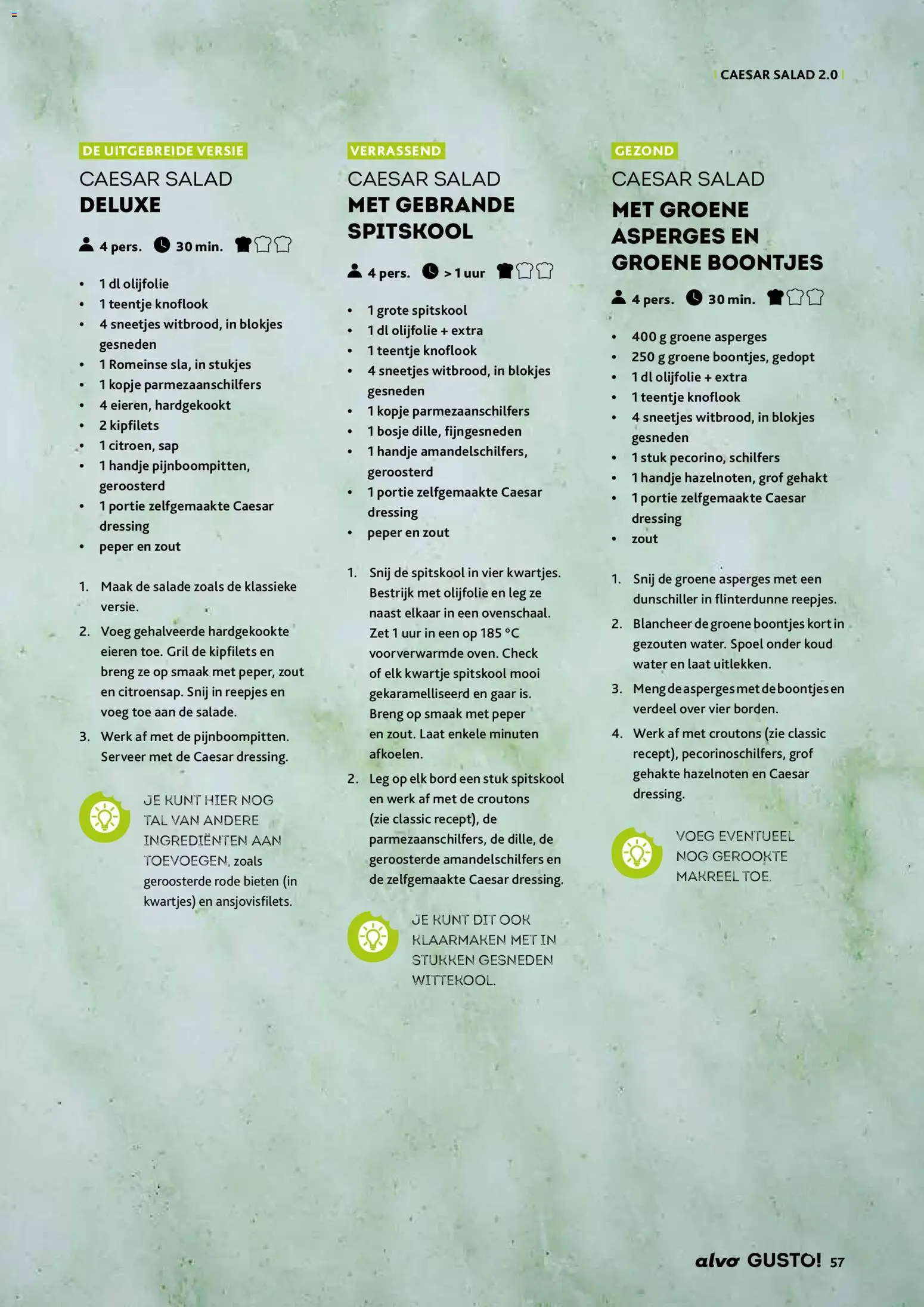 {H1} | Pagina: 57 | Producten: Olijfolie, Salade, Knoflook, Asperges