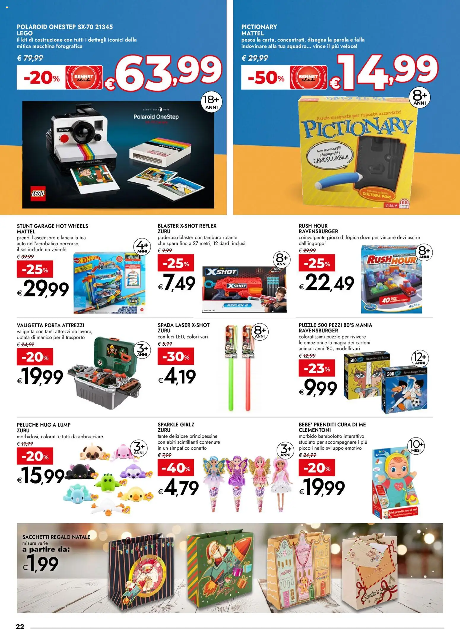 Volantino bennet del 27.11.2025 | Pagina: 22 | Prodotti: Peluche, Gioco, Pennarelli, Valigetta