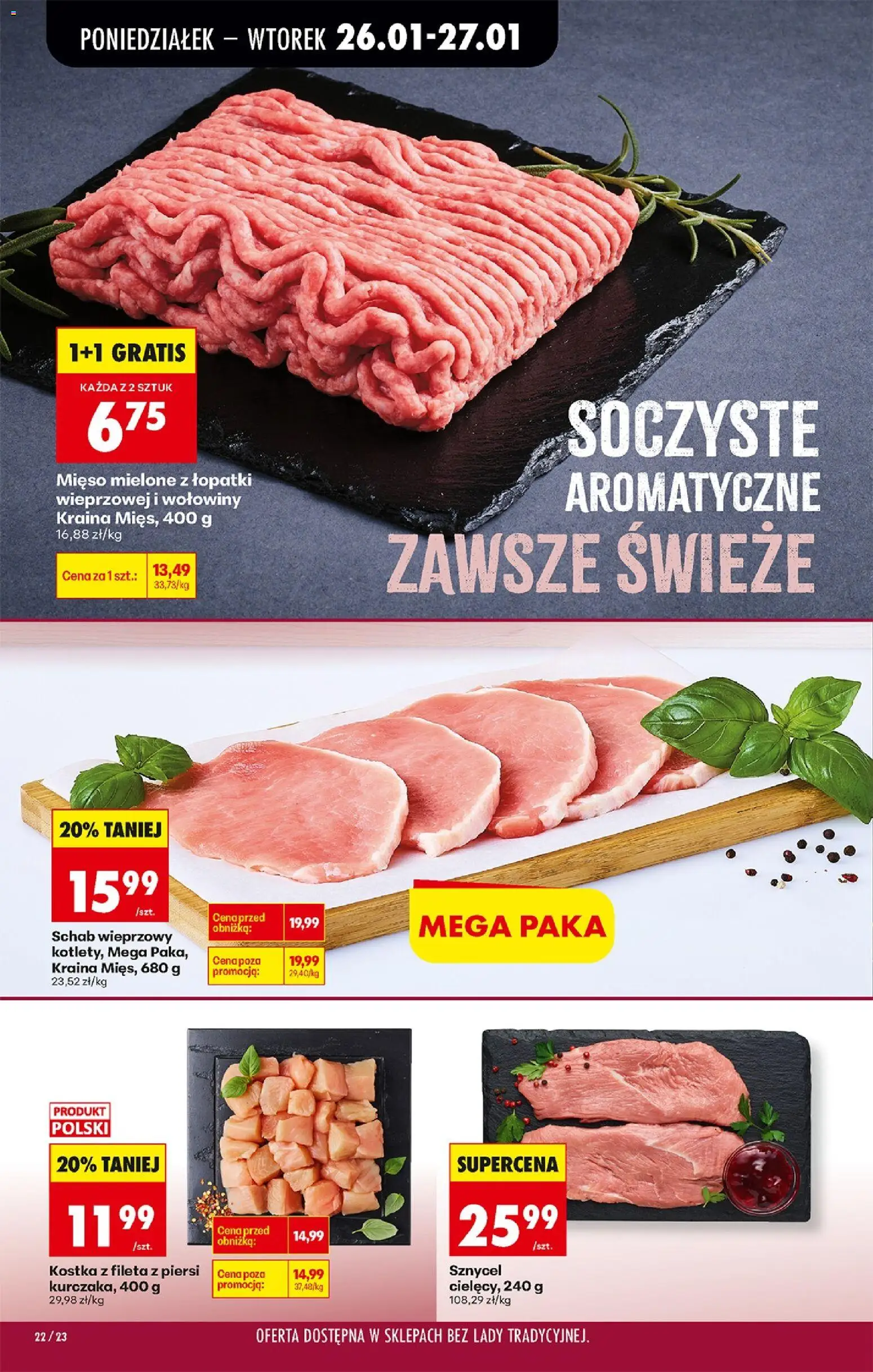 Biedronka gazetka od 26.01.2026 | Strona: 26 | Produkty: Schab, Mięso, Schab wieprzowy, Mięso mielone
