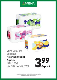 Katso Prisma tarjoukset Bonaqua voimassa alkaen 20.08.2025