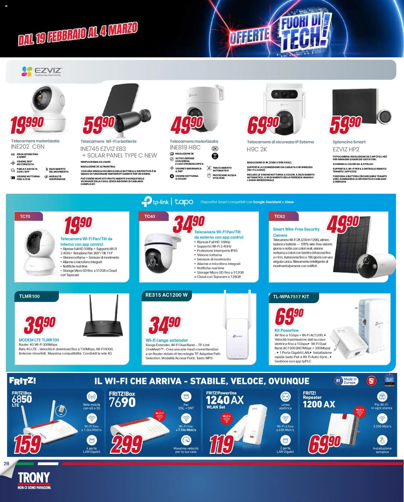 Volantino Trony del 19.02.2026 | Pagina: 28 | Prodotti: Schermo, Acqua, Fotocamera, Microfono