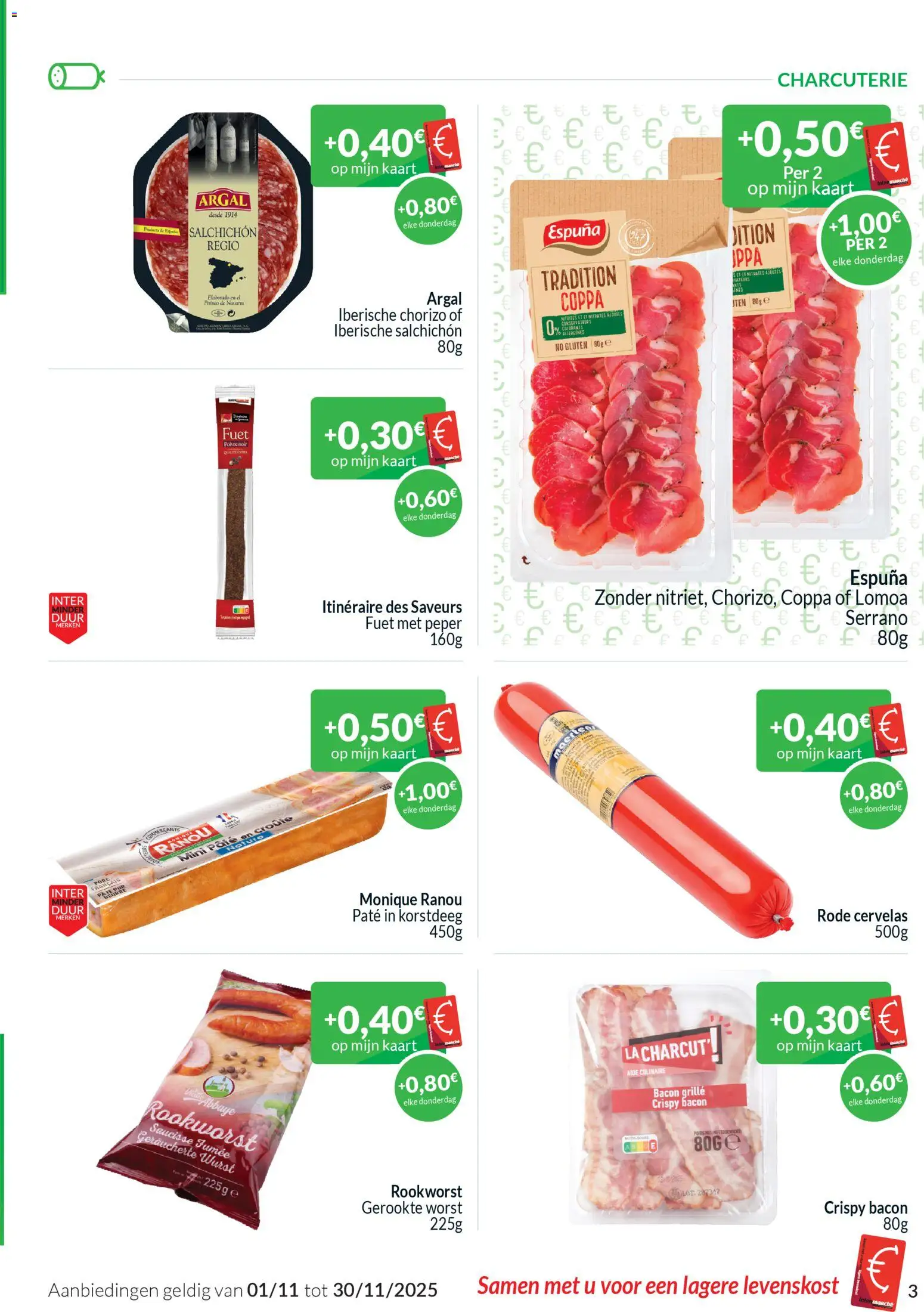 {H1} | Pagina: 3 | Producten: Bacon, Chorizo, Peper, Kaart