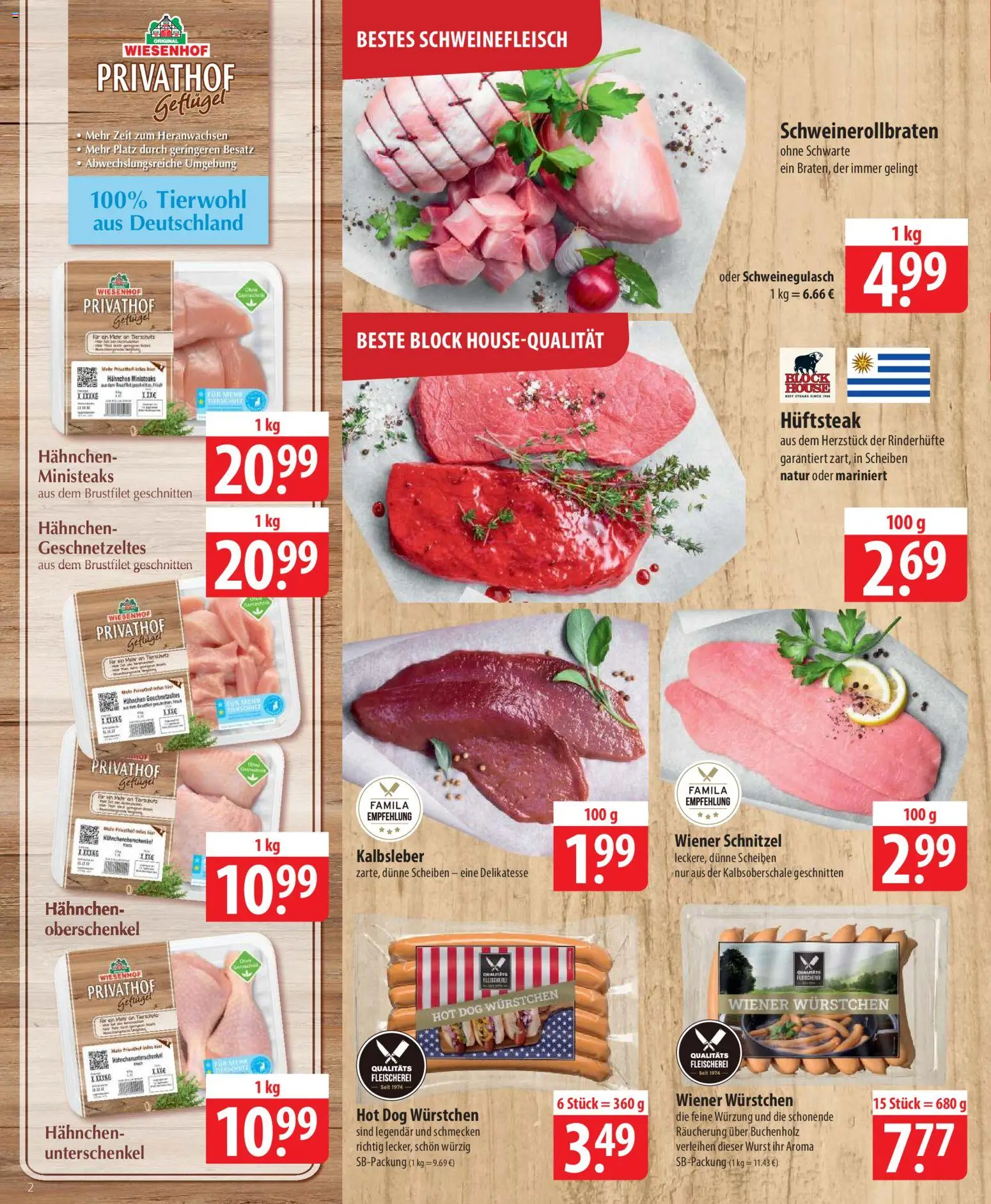 Famila Prospekt 	 – gültig ab 09.03.2026 | Seite: 2 | Produkte: Hahnchen, Wiener wurstchen, Kalbsleber, Schweinefleisch