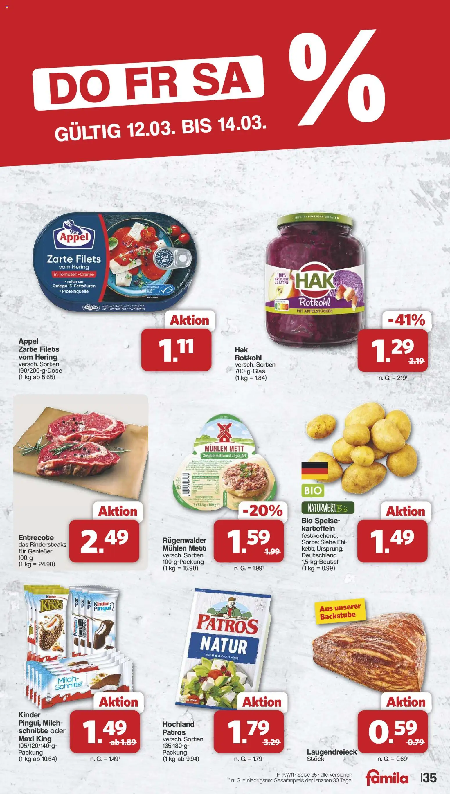 Famila Nordwest Prospekt 	 – gültig ab 09.03.2026 | Seite: 39 | Produkte: Rotkohl, Patros, Creme, Kartoffeln