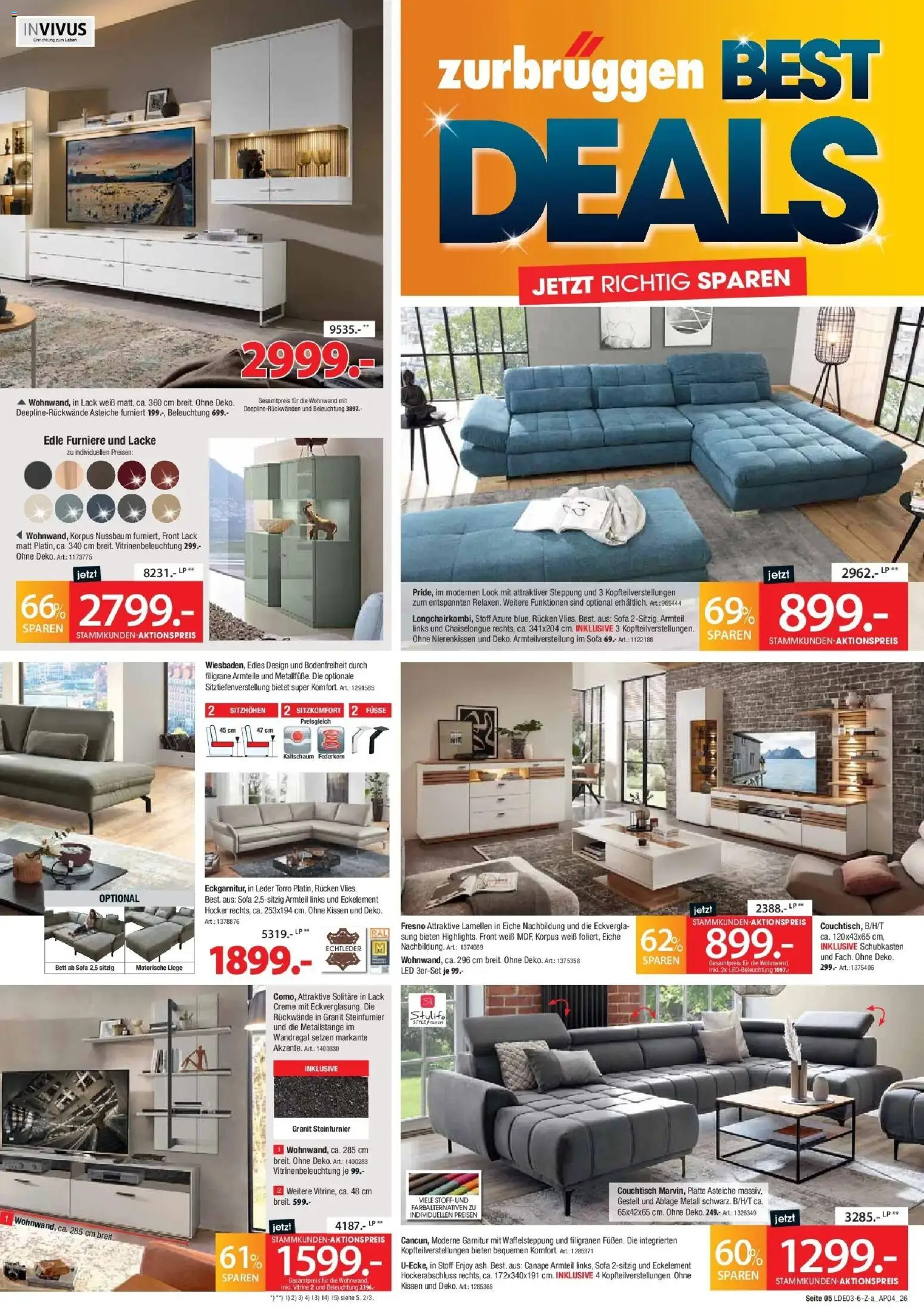 Zurbrüggen Best Deals Jetzt richtig sparen – gültig ab 28.03.2026 | Seite: 5 | Produkte: Wohnwand, Bett, Couchtisch, Creme