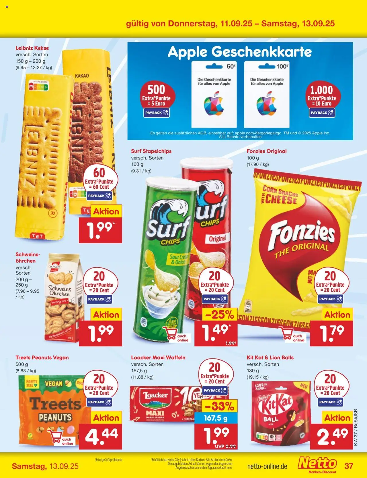 Netto Marken-Discount Prospekt 	 – gültig ab 08.09.2025 | Seite: 55 | Produkte: Apple, Waffeln, Chips, Kekse