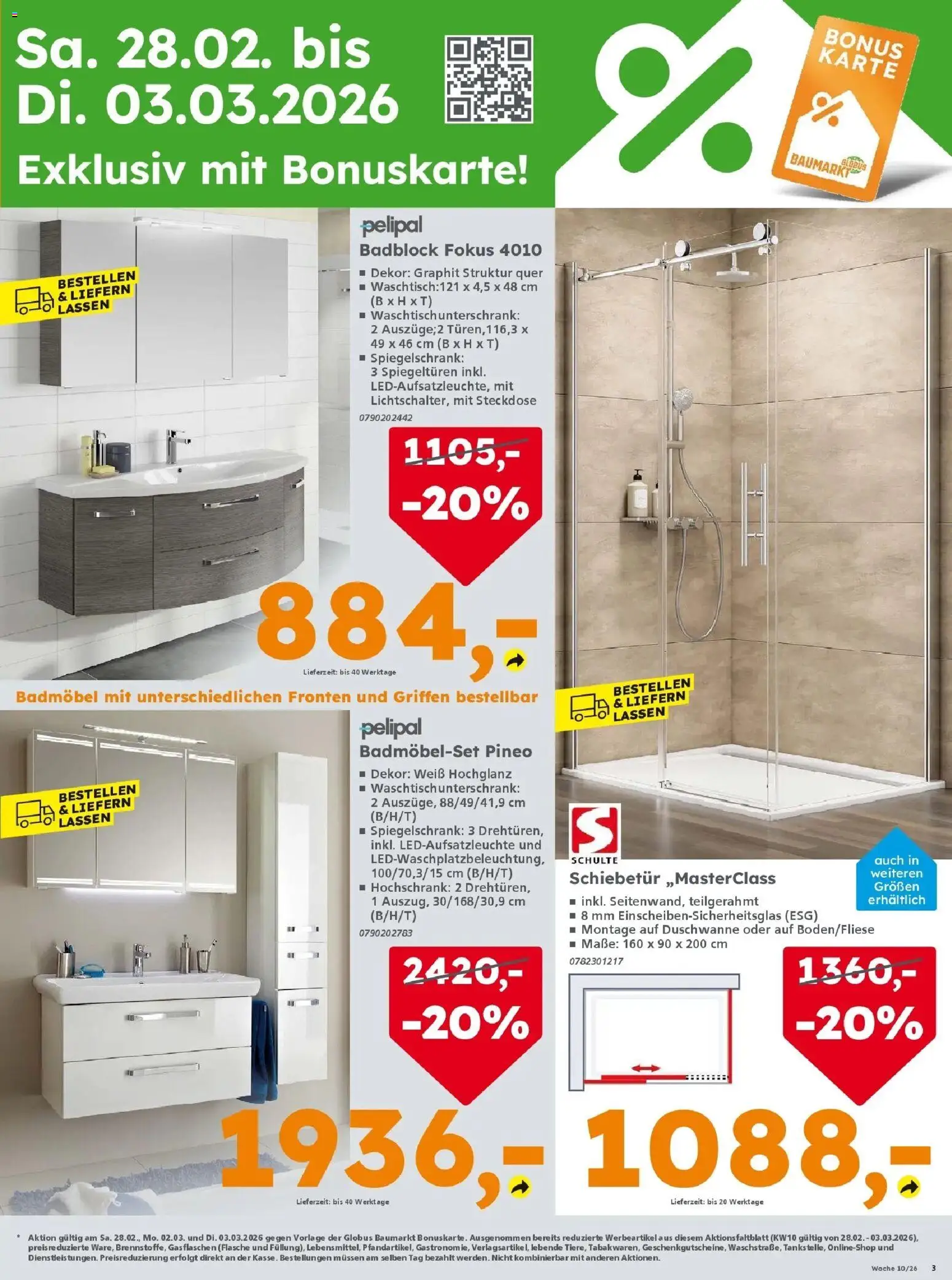 Globus Baumarkt prospekt Sankt Wendel	 – gültig ab 28.02.2026 | Seite: 3 | Produkte: Steckdose, Spiegelschrank, Hochschrank