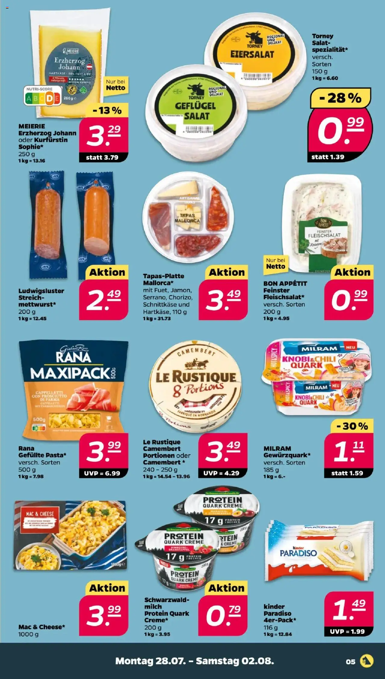 Netto Prospekt 	 - gültig ab dem 28.07.2025 | Seite: 5 | Produkte: Quark, Creme, Milram, Salat