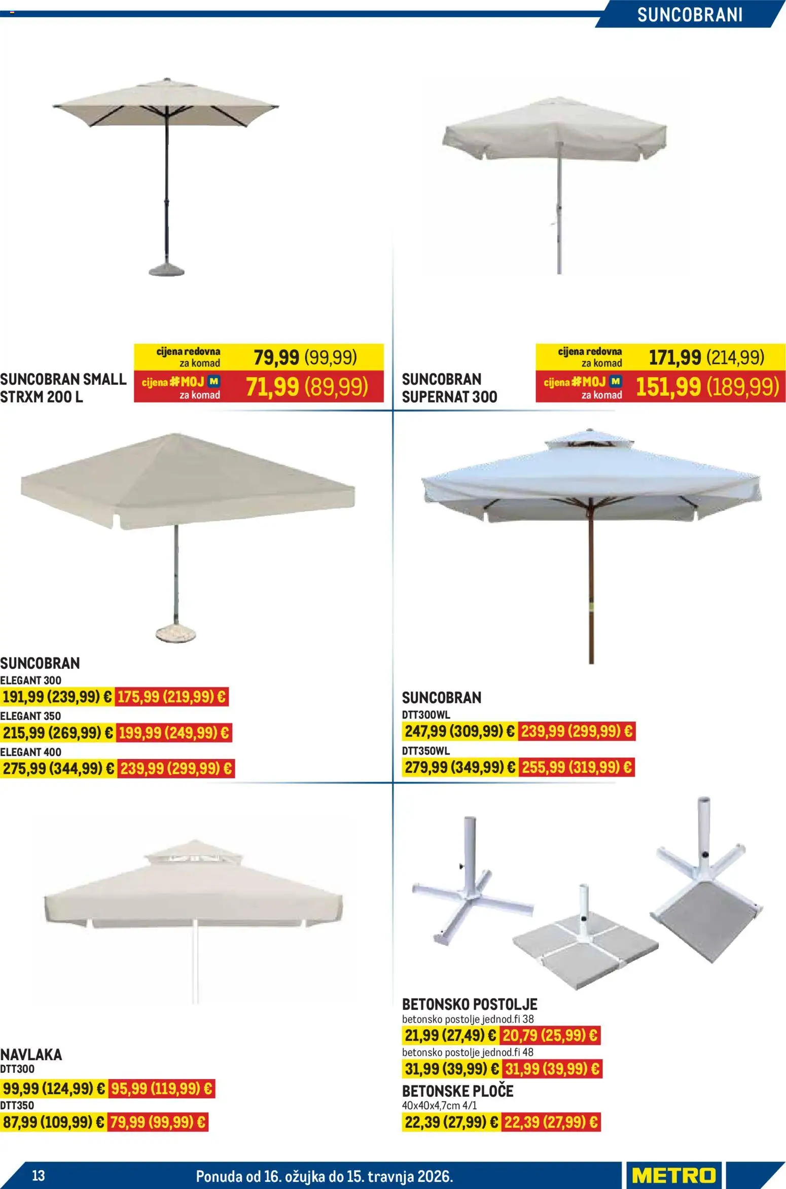 Metro katalog | vrijedi od 16.03.2026 | Stranica: 13 | Proizvodi: Suncobran