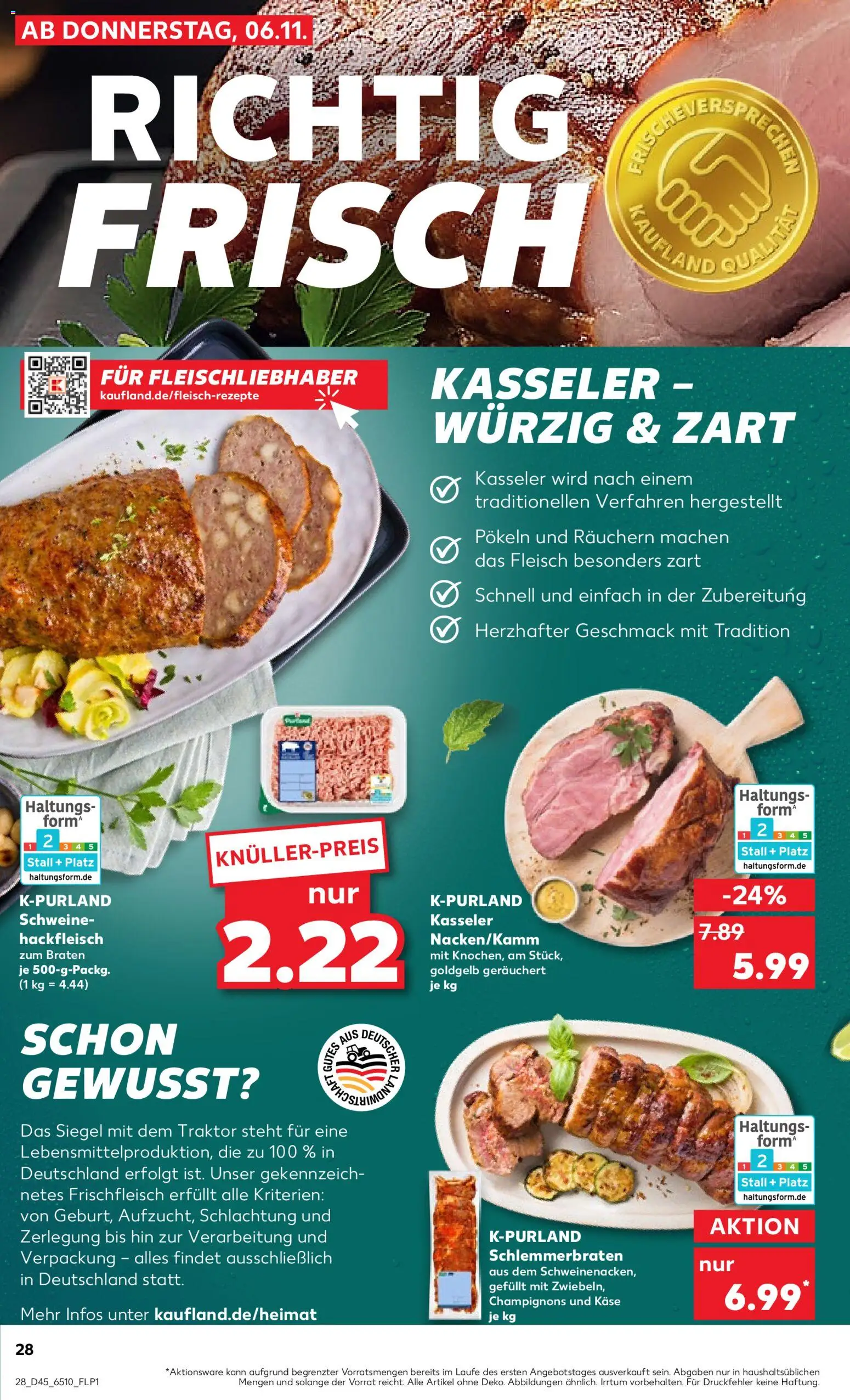 Kaufland prospekt Köln	 – gültig ab 09.11.2025 | Seite: 28 | Produkte: Käse, Champignons, Fleisch, Hackfleisch
