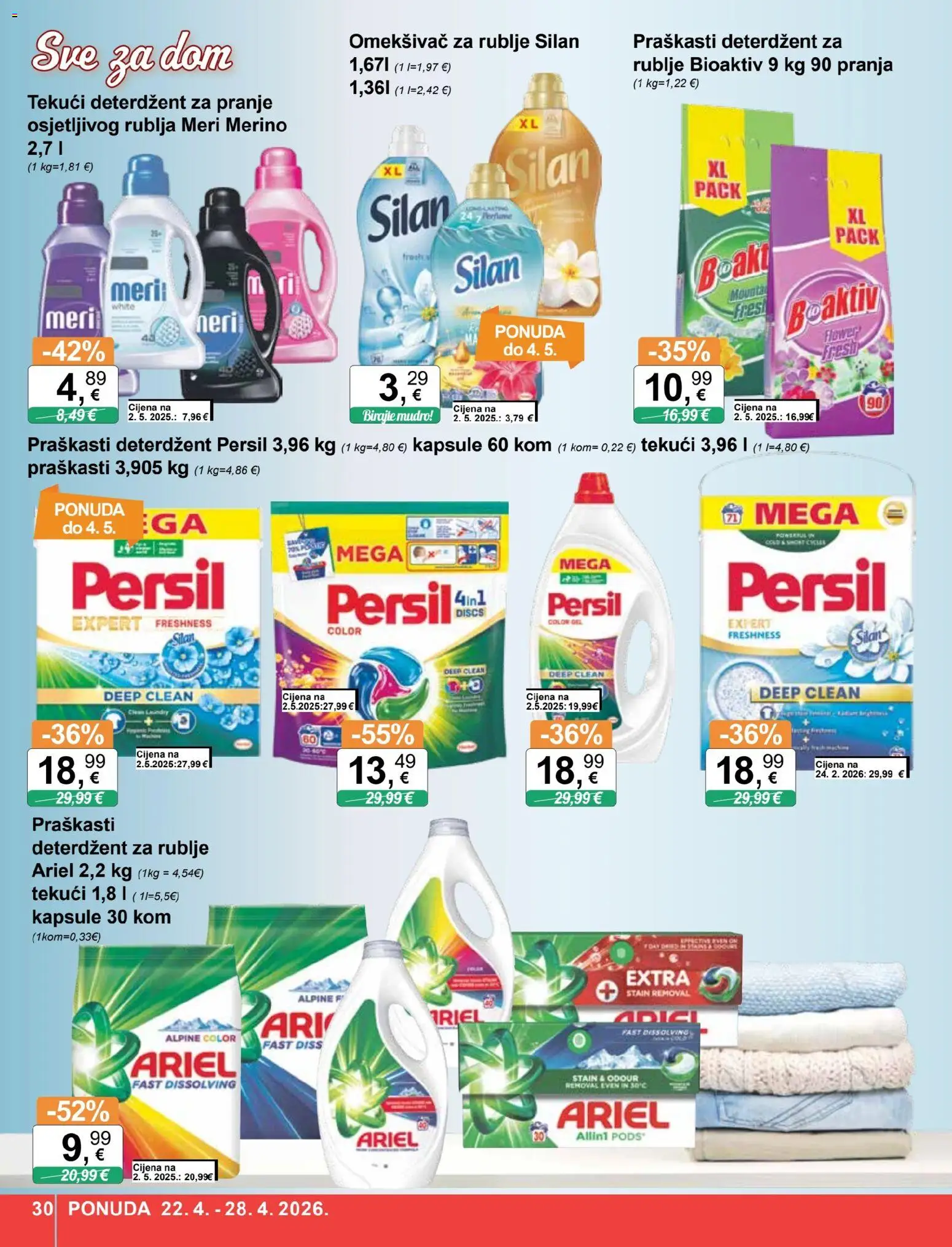 KTC katalog | vrijedi od 22.04.2026 | Stranica: 30 | Proizvodi: Deterdžent, Tekući deterdžent, Persil, Meri Merino