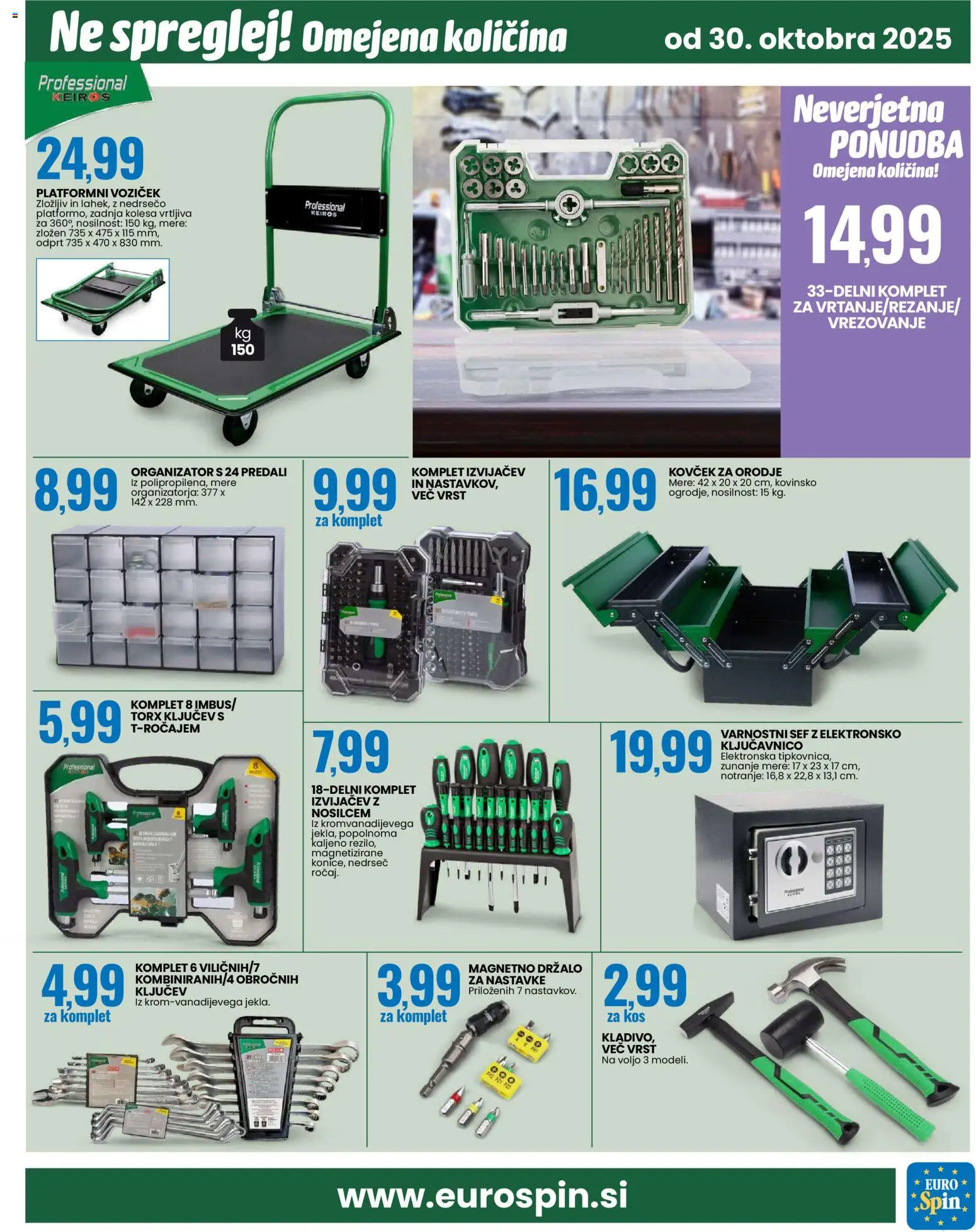 Novi Eurospin katalog ponudbe – veljaven od 30.10.2025 | Stran: 19 | Izdelki: Orodje, Kos, Voziček, Kovcek