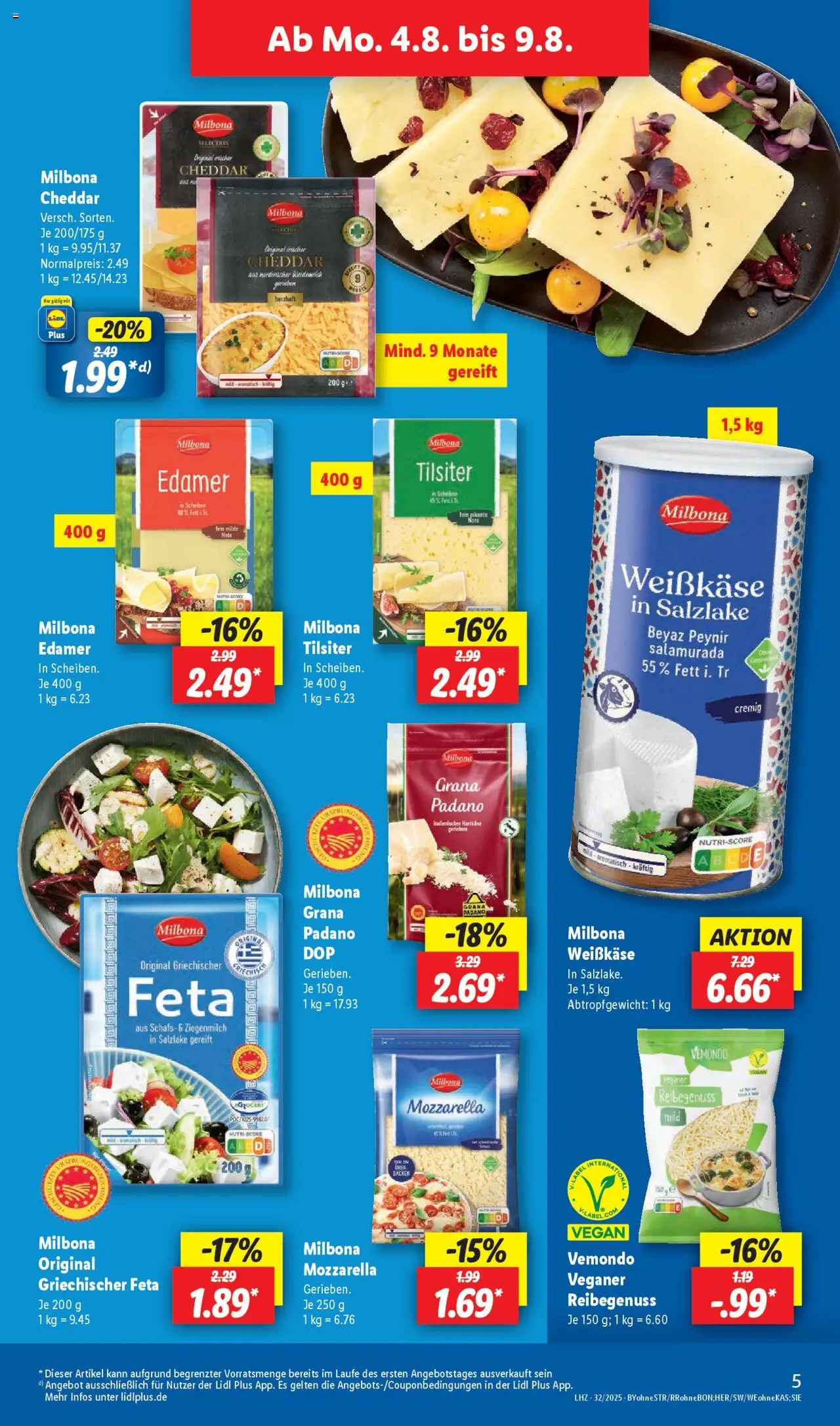 Lidl Prospekt Aarbergen - gültig ab dem 04.08.2025 | Seite: 7 | Produkte: Feta, Mozzarella, Edamer