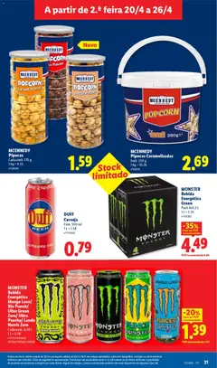 Pré-visualização DUFF Cerveja, Emb. 500 ml válido de 20.04.2026 | Página: 21 | Produtos: Pipocas, Cerveja, Bebida