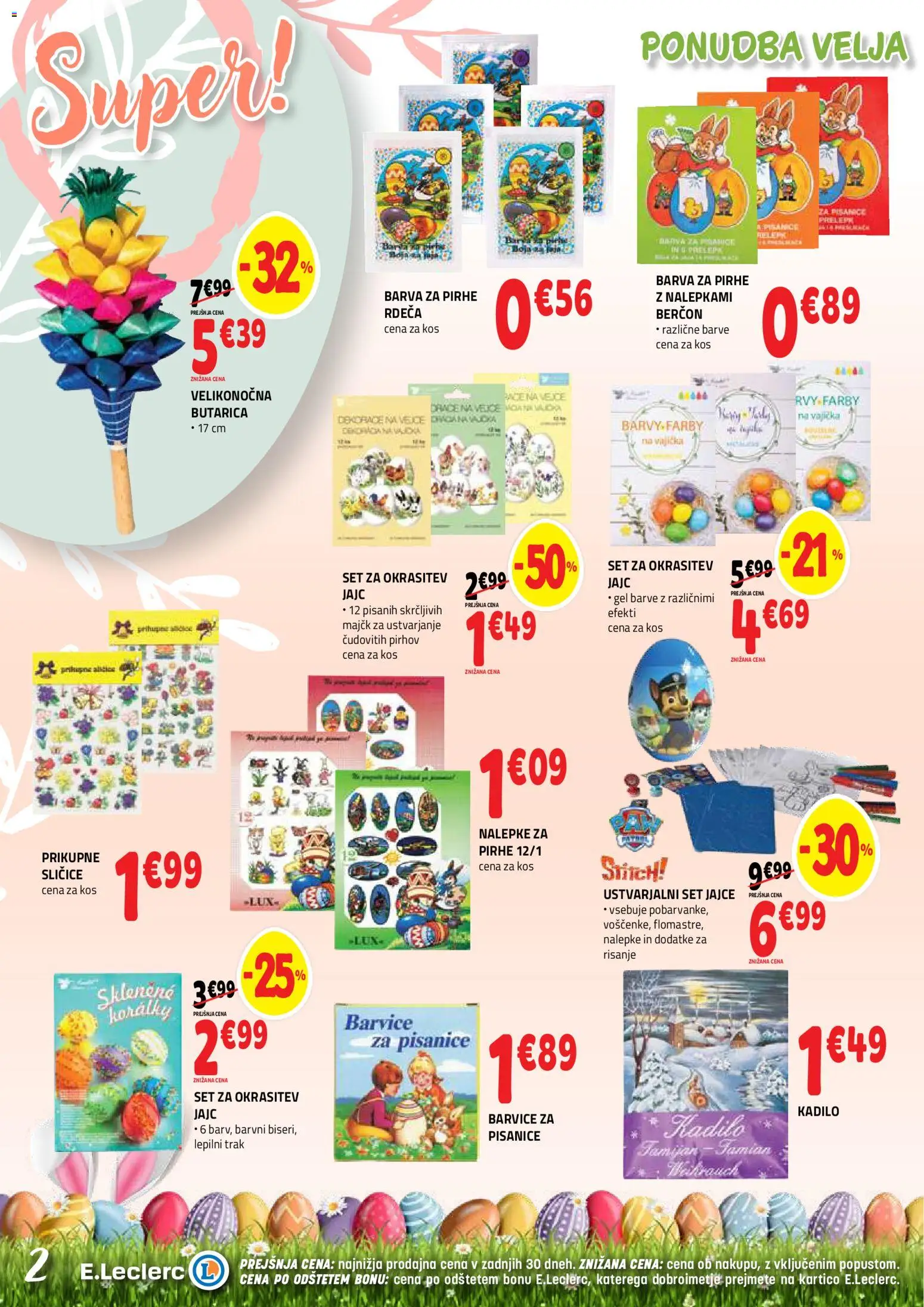 Novi E.leclerc katalog ponudbe – veljaven od 18.03.2026 | Stran: 2 | Izdelki: Barvice, Kos, Barva