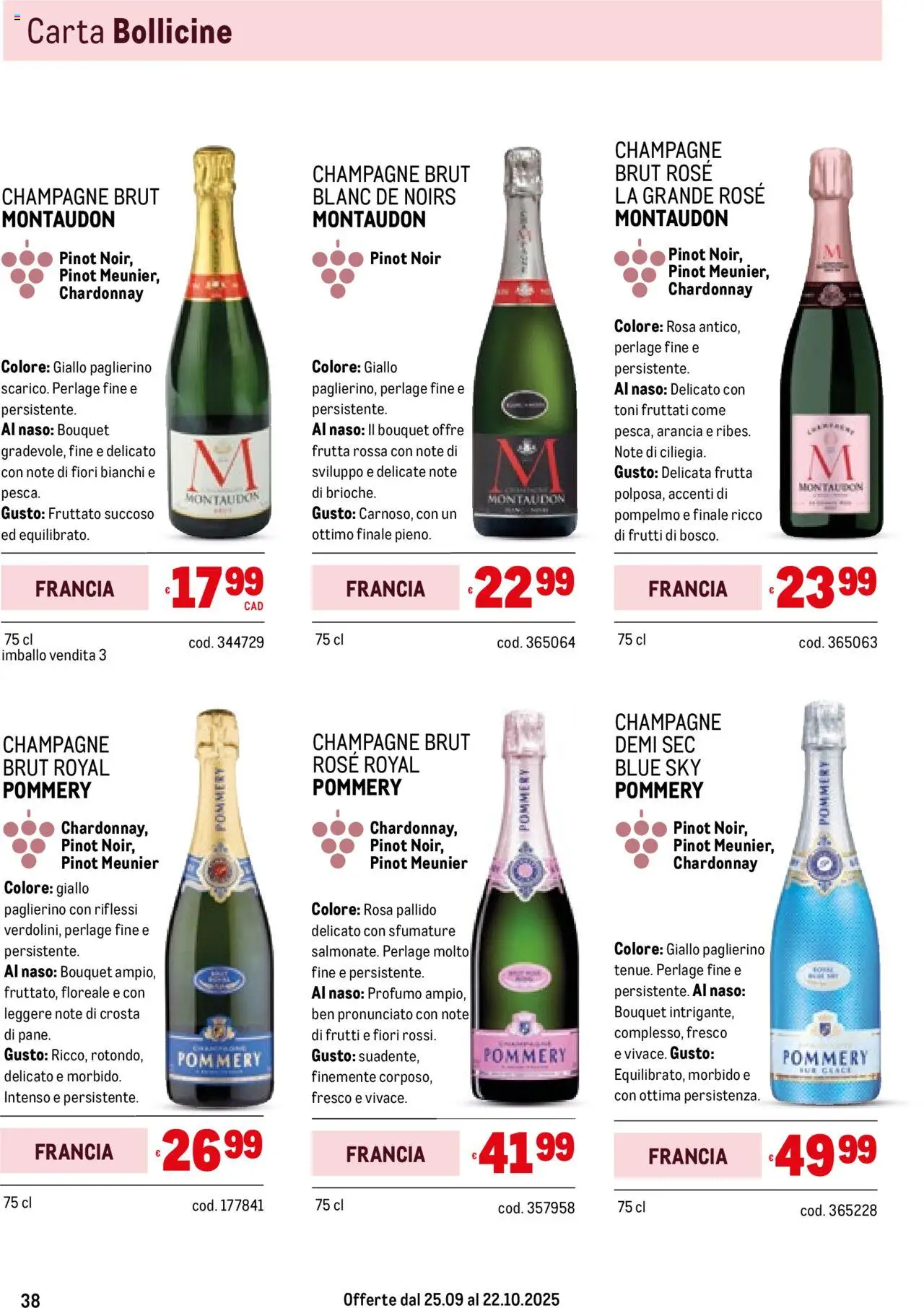 Volantino Metro del 25.09.2025 | Pagina: 38 | Prodotti: Frutta, Champagne, Arancia, Profumo