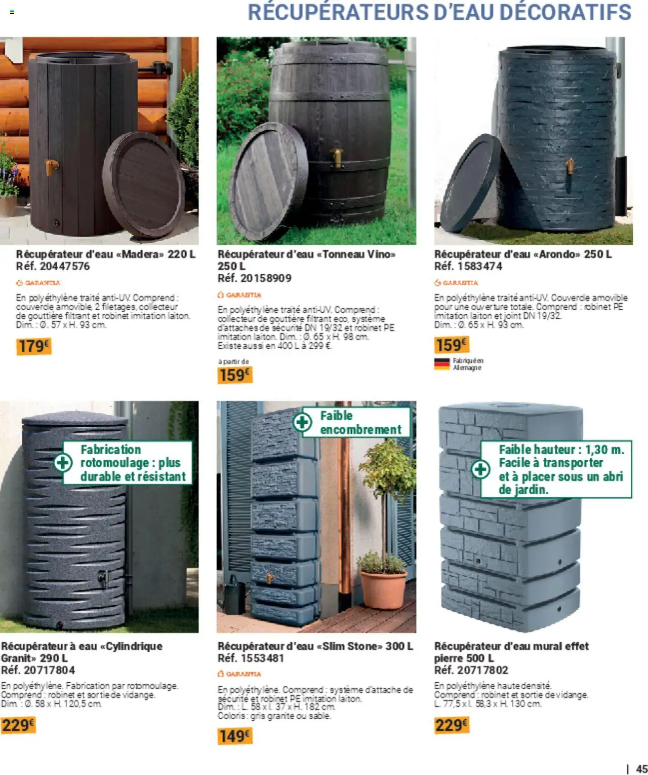 {H1} | Page: 45 | Produits: Robinet, Gouttière, Récupérateur d'eau