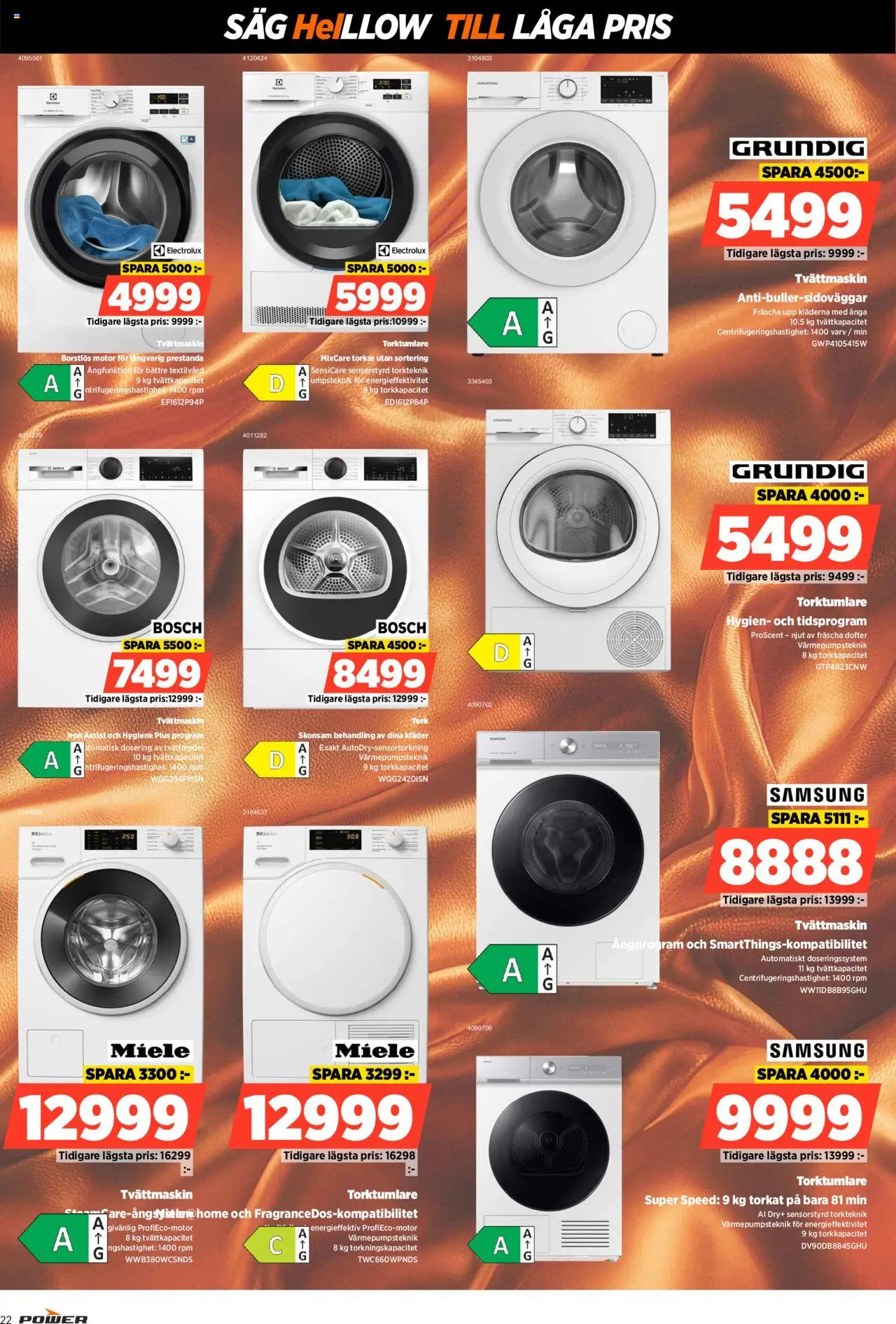 Power reklamblad aktuell från 22.09.2025 | Sida: 22 | Produkter: Tvättmedel, Kläder, Tvättmaskin, Torktumlare