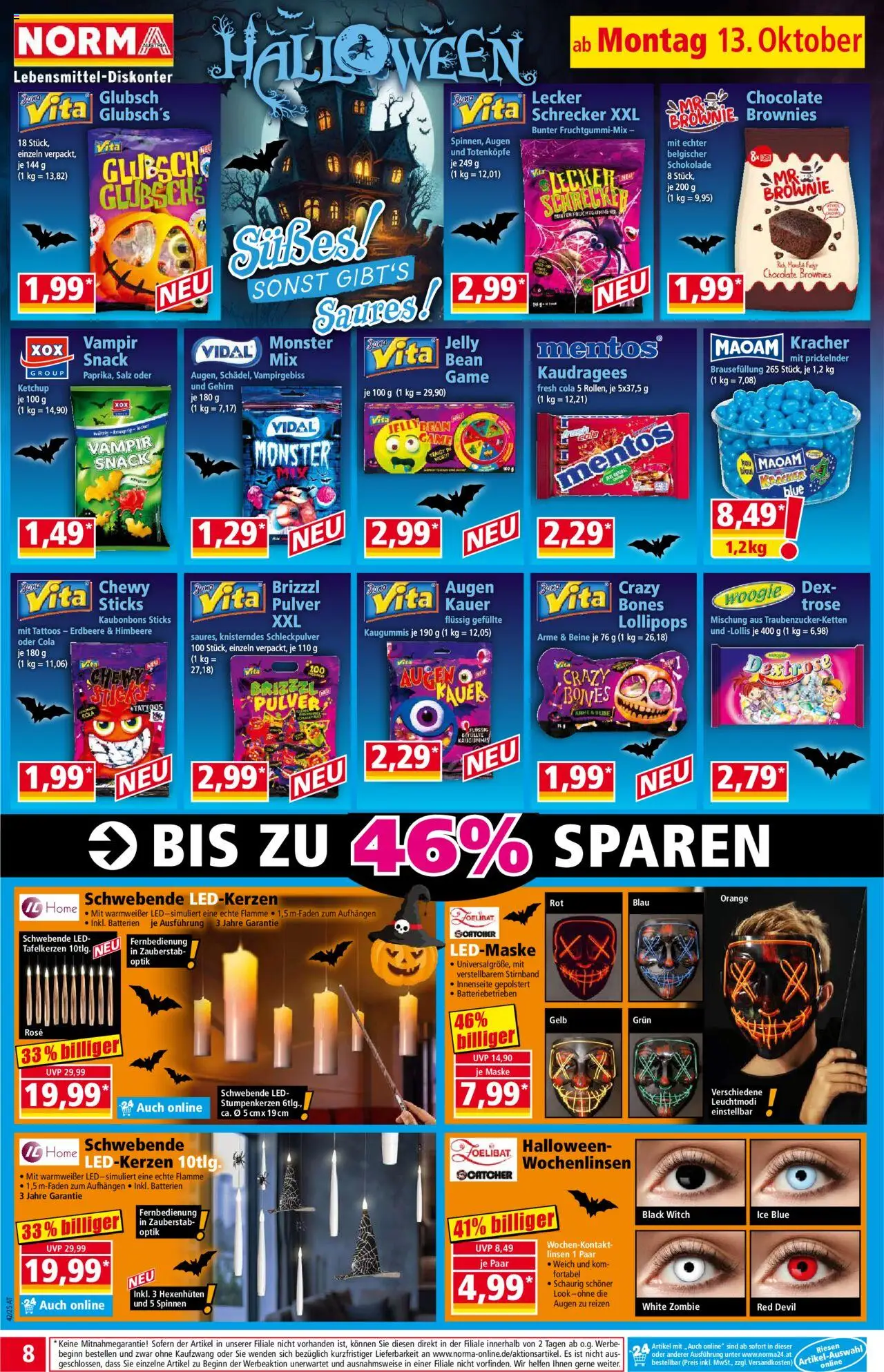 Norma Flugblatt gültig ab 13.10.2025 | Seite: 8 | Produkte: Ketchup, Salz, Maske, Schokolade