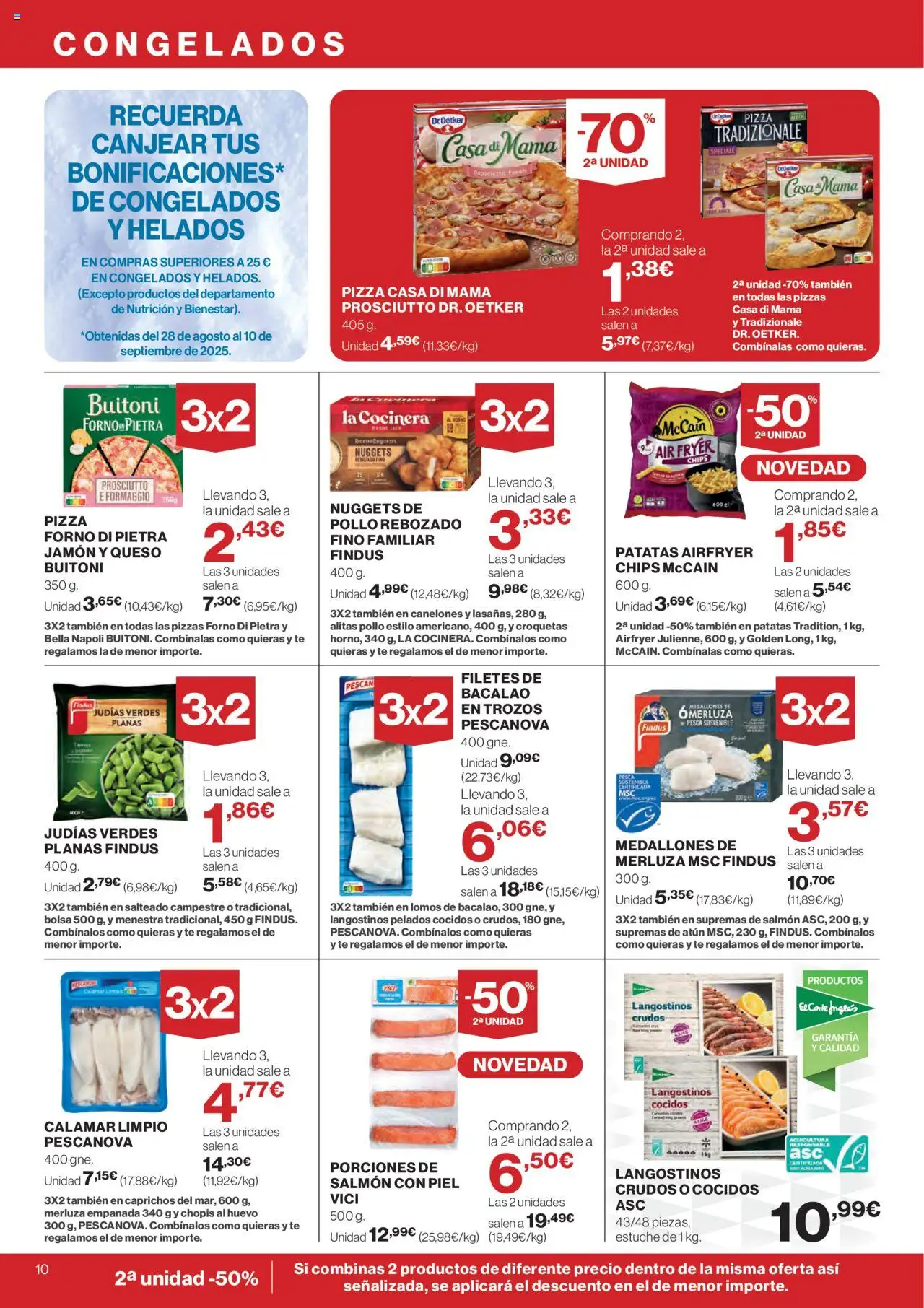 El Corte Inglés ofertas │ válido desde el 11.09.2025 | Página: 10 | Productos: Queso, Té, Canelones, Nuggets