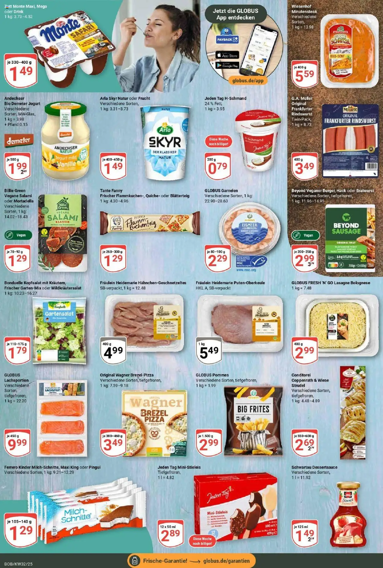 Globus prospekt Bobenheim-Roxheim	 - gültig ab dem 03.08.2025 | Seite: 8 | Produkte: Milch, Bratwurst, Schnitzel, Skyr