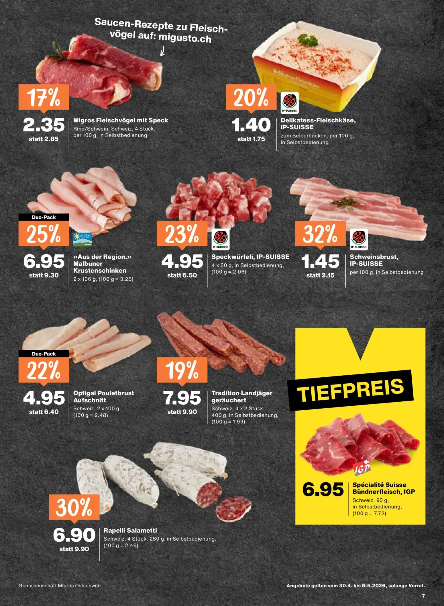 Migros aktionen – gültig ab 30.04.2026 | Seite: 7 | Produkte: Pouletbrust, Salami