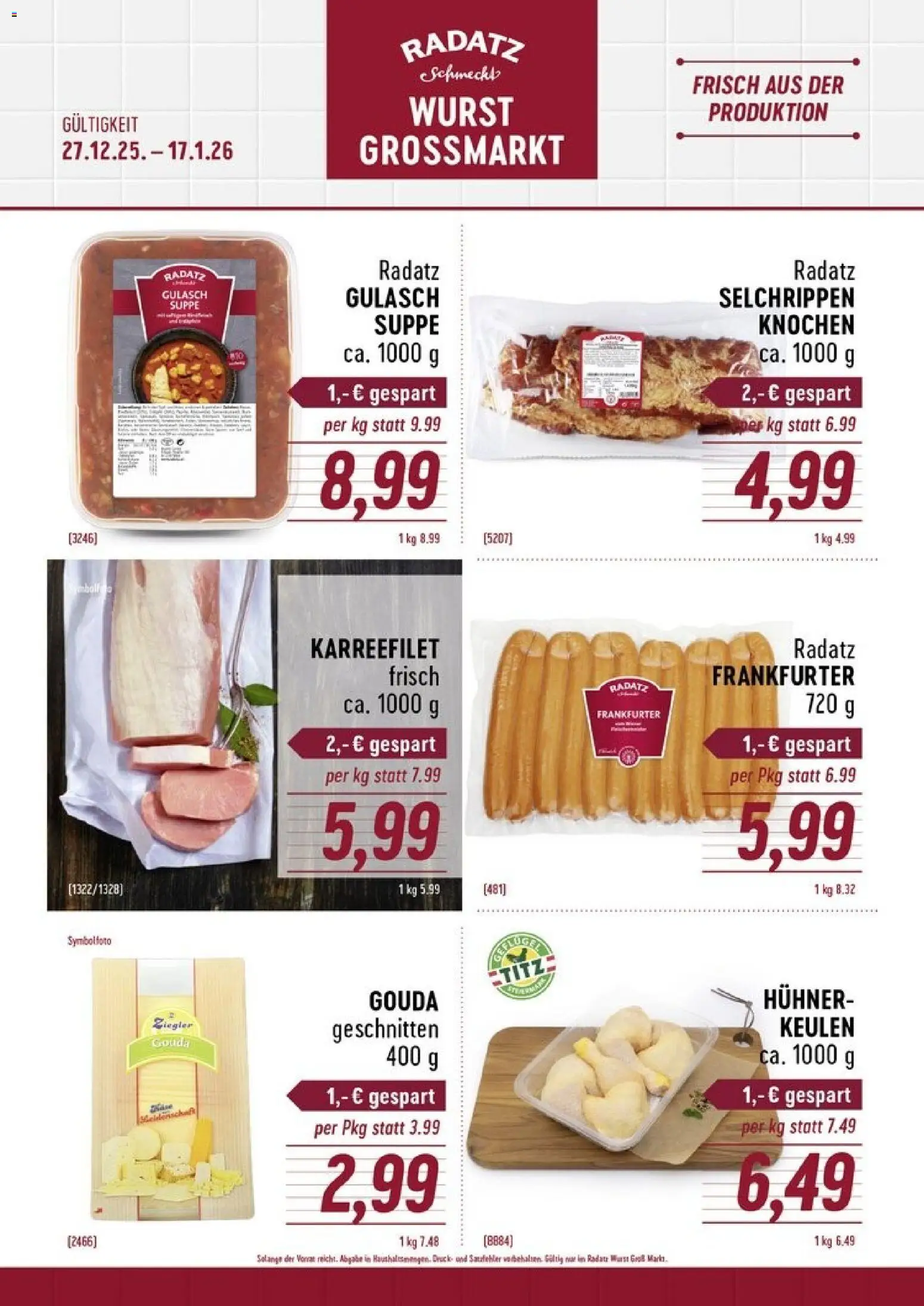 Radatz Flugblatt gültig ab 27.12.2025 | Seite: 1 | Produkte: Wurst