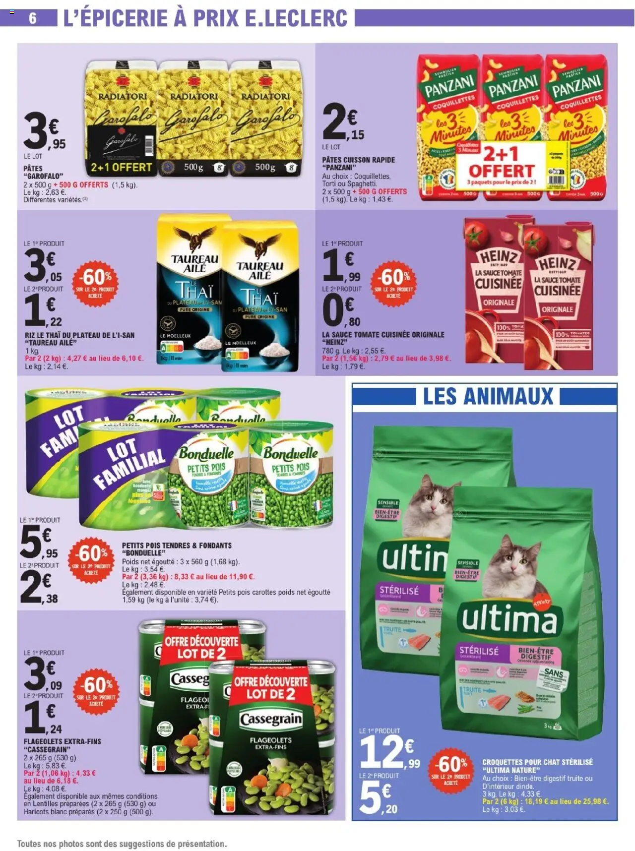  | Page: 6 | Produits: Croquettes pour chat sterilise, Tomates, Coquillettes, Pâtes