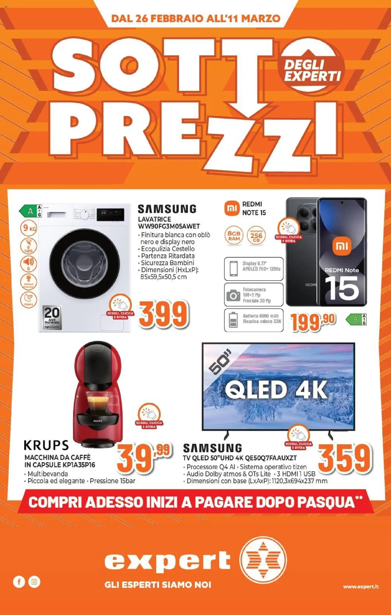 Volantino Expert del 26.02.2026 | Pagina: 1 | Prodotti: Macchina da caffe, Caffè, TV, USB