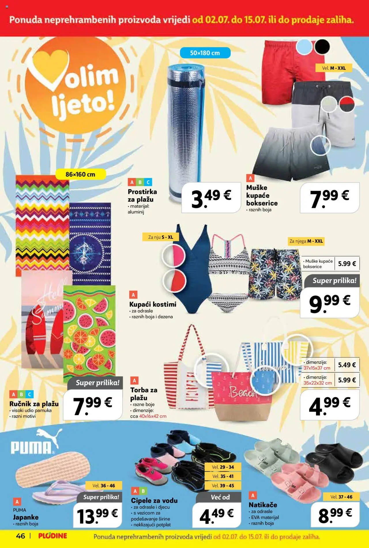 Plodine katalog | vrijedi od 02.07.2025 | Stranica: 46 | Proizvodi: Cipele za vodu, Bokserice, Japanke, Torba