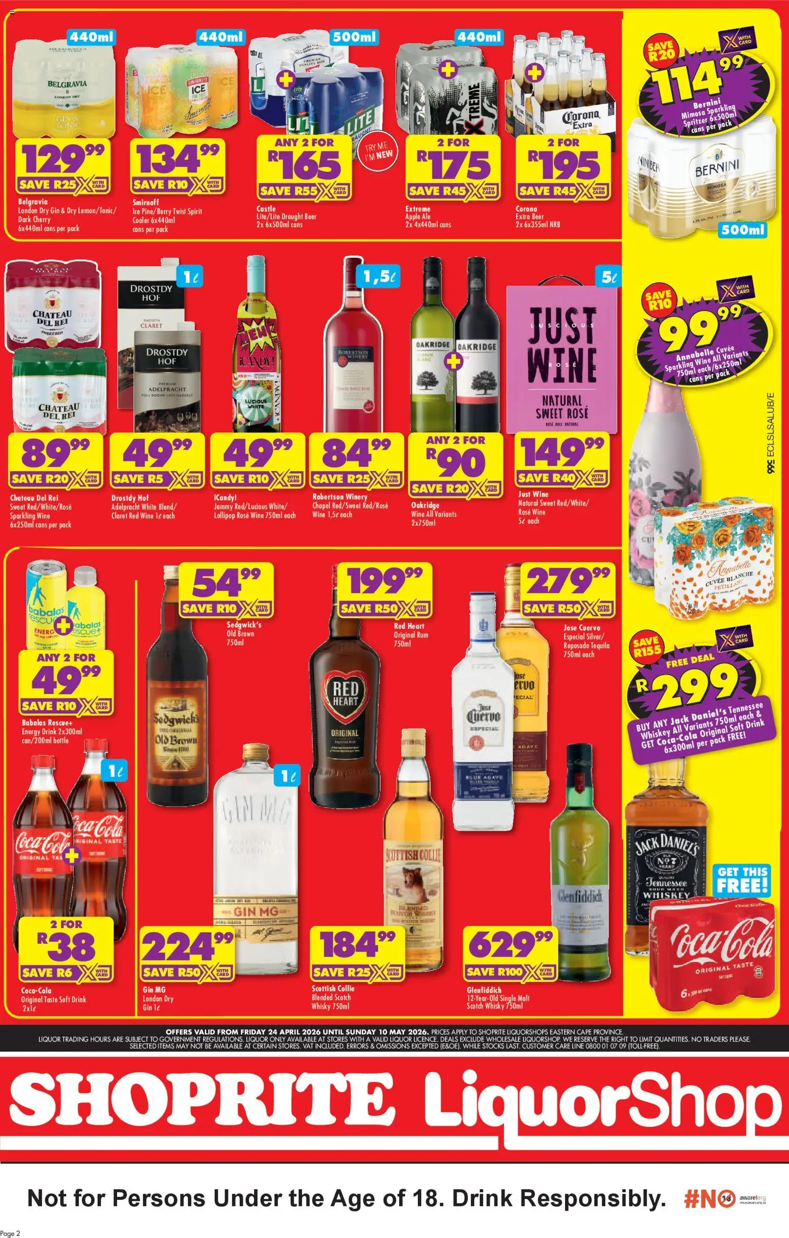 New Shoprite catalogue – valid from 24.04.2026 | Page: 2 | Products: Alicate de unhas, Brandy, Cooler, Gin