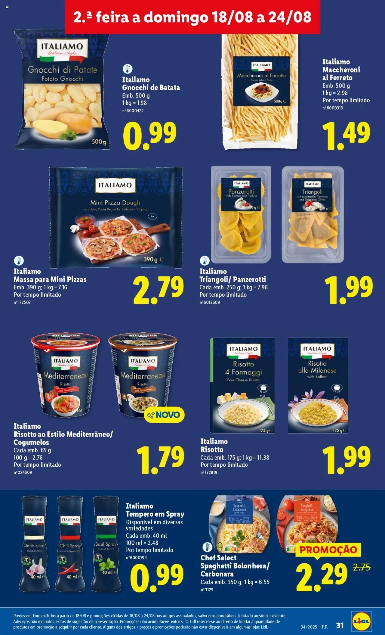 Lidl folheto │ válido de 18.08.2025 | Página: 31 | Produtos: Batata, Gnocchi, Massa, Cogumelos