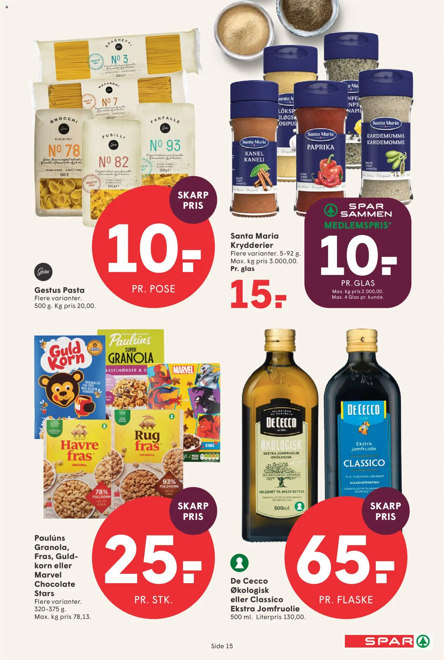 Spar tilbudsavis – gyldig fra 01.05.2026 | Side: 15 | Produkter: Kanel, Kardemomme, Korn, Pasta