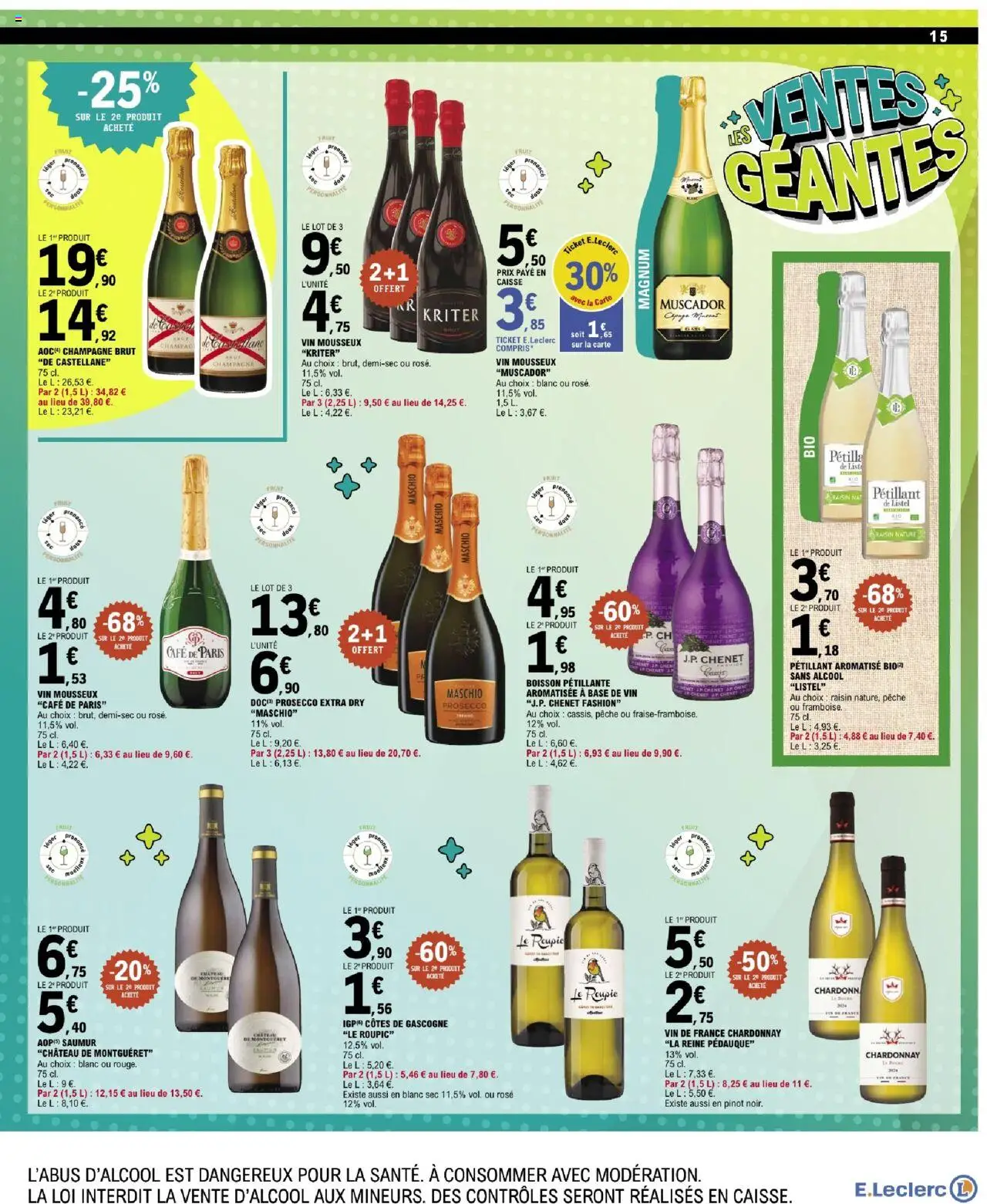 {H1} | Page: 15 | Produits: Alcool, Mousseux, Prosecco, Café