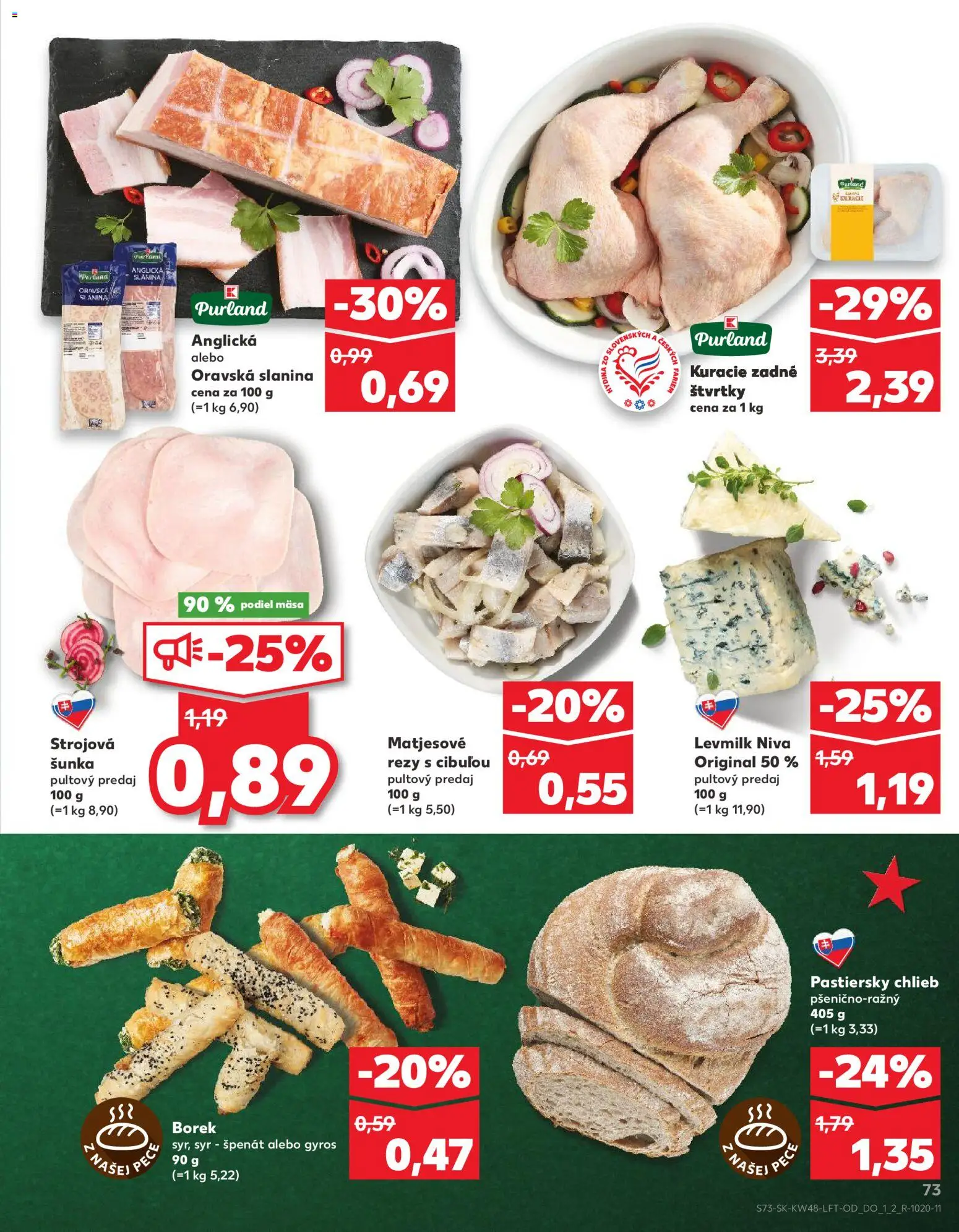 Nové Kaufland akcie – leták je platný od 27.11.2025 | Strana: 73 | Produkty: Syr, Chlieb, Šunka, Slanina
