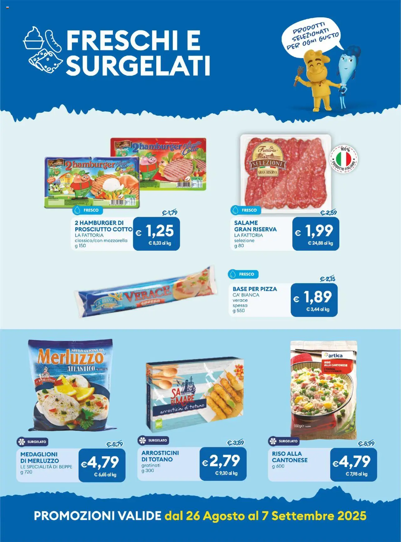 Volantino MD Discount del 26.08.2025 | Pagina: 15 | Prodotti: Merluzzo, Totano, Hamburger, Arrosticini