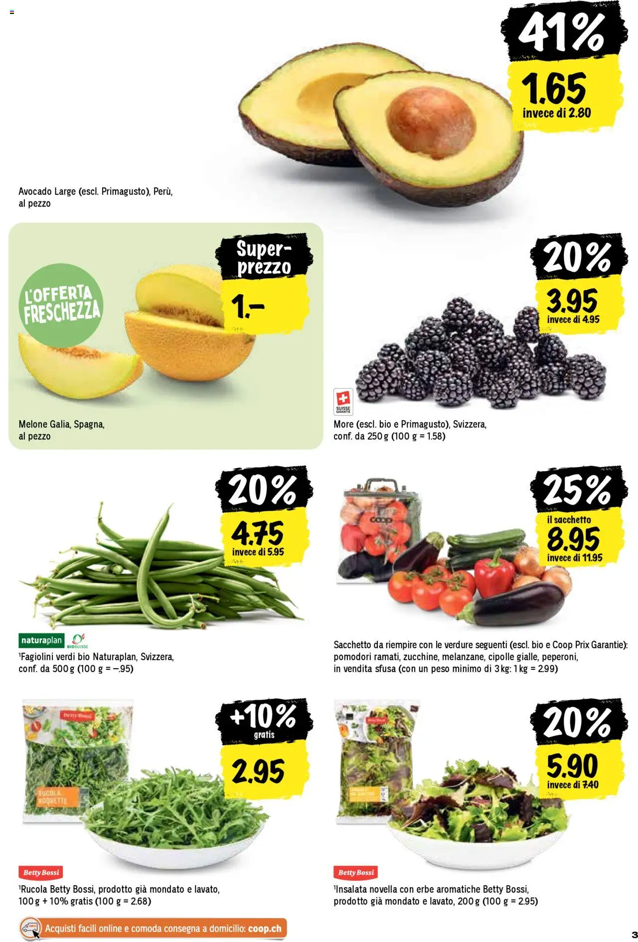 Coop - Una settimana di azioni ab 14.08.2025 | Seite: 3 | Produkte: Rucola, Avocado, Melone
