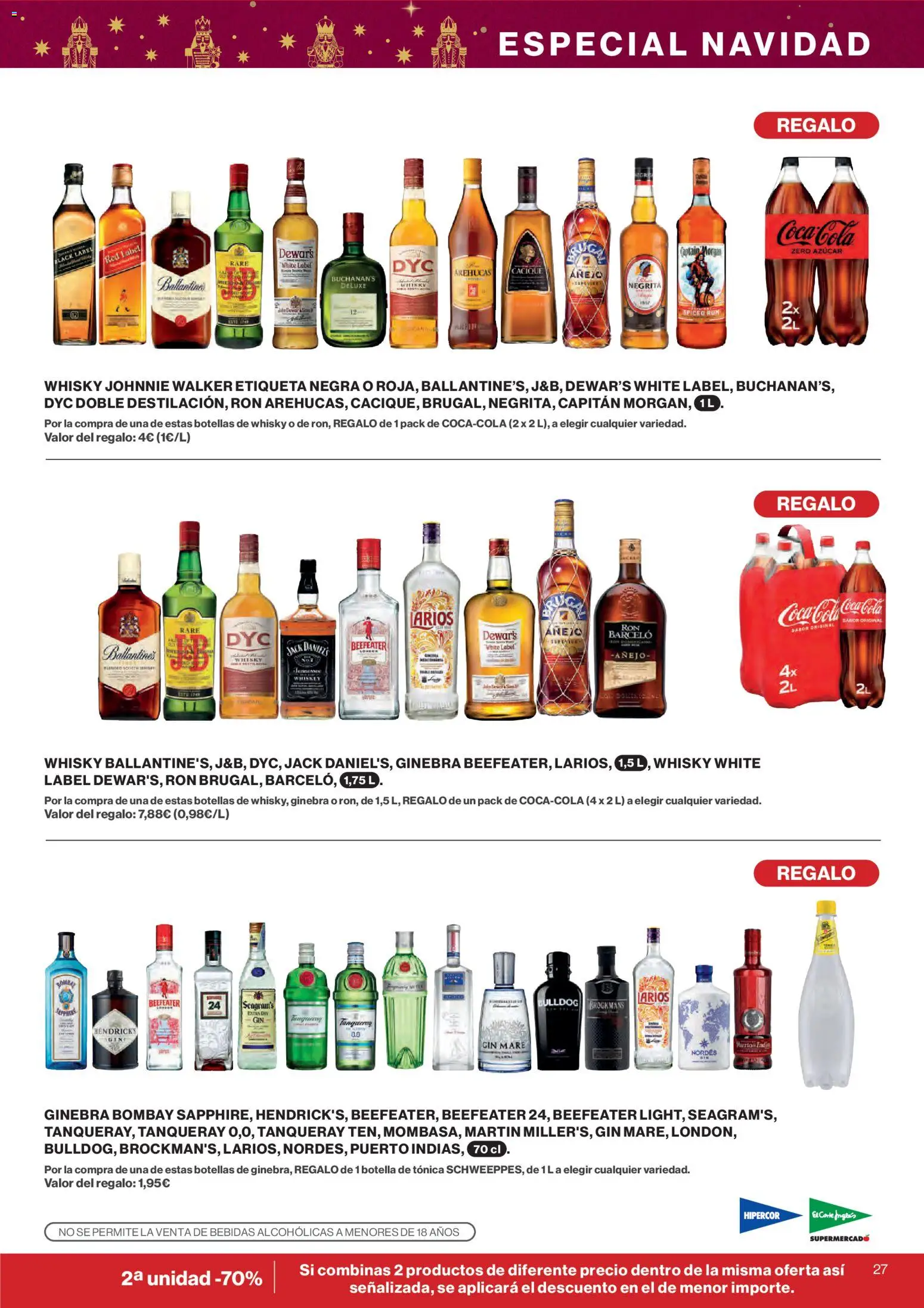 El Corte Inglés ofertas │ válido desde el 18.12.2025 | Página: 27 | Productos: Ron, Ginebra, Whisky