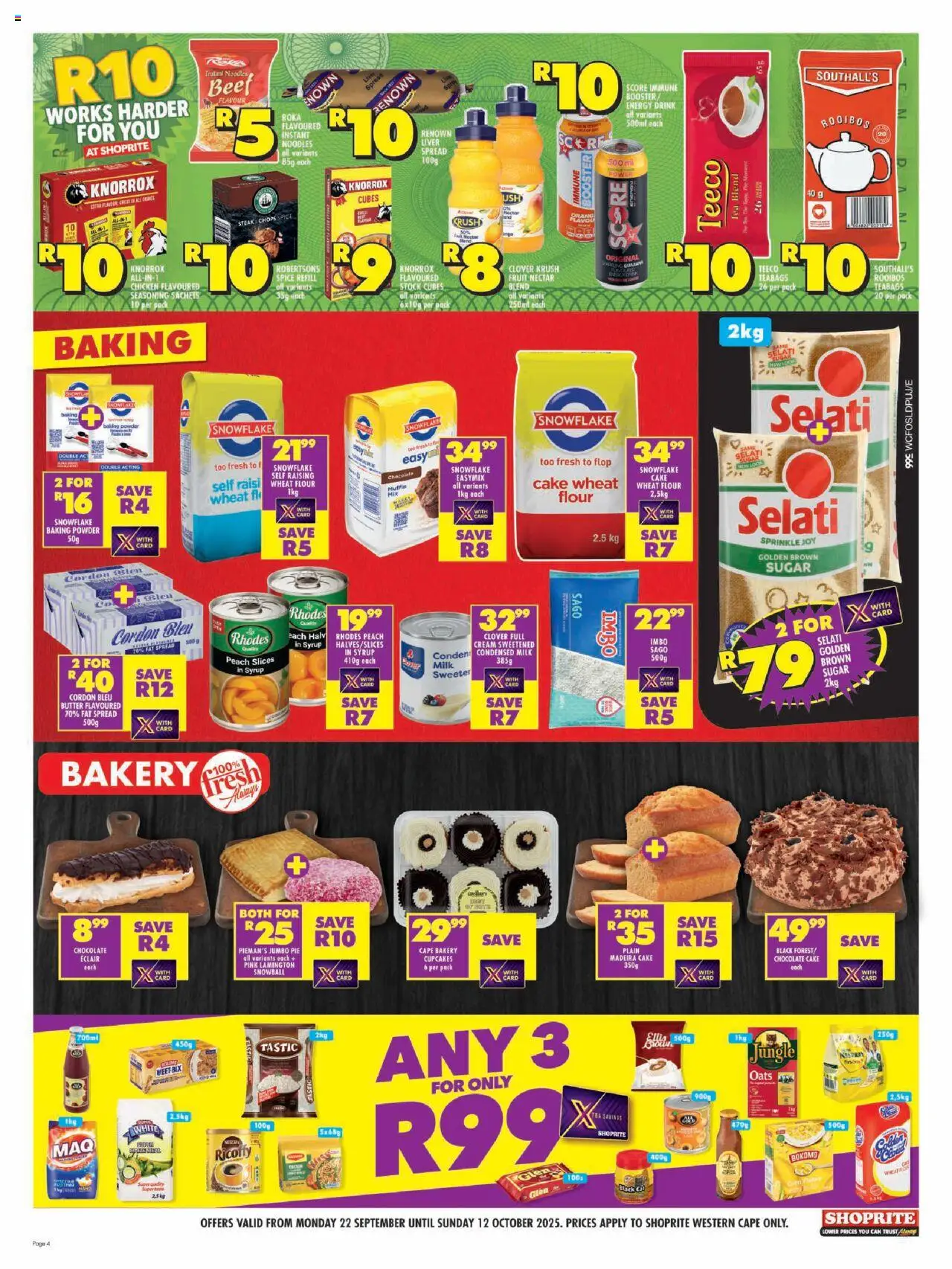 New Shoprite catalogue – valid from 22.09.2025 | Page: 4 | Products: Corn, Milk, Butter, Stock