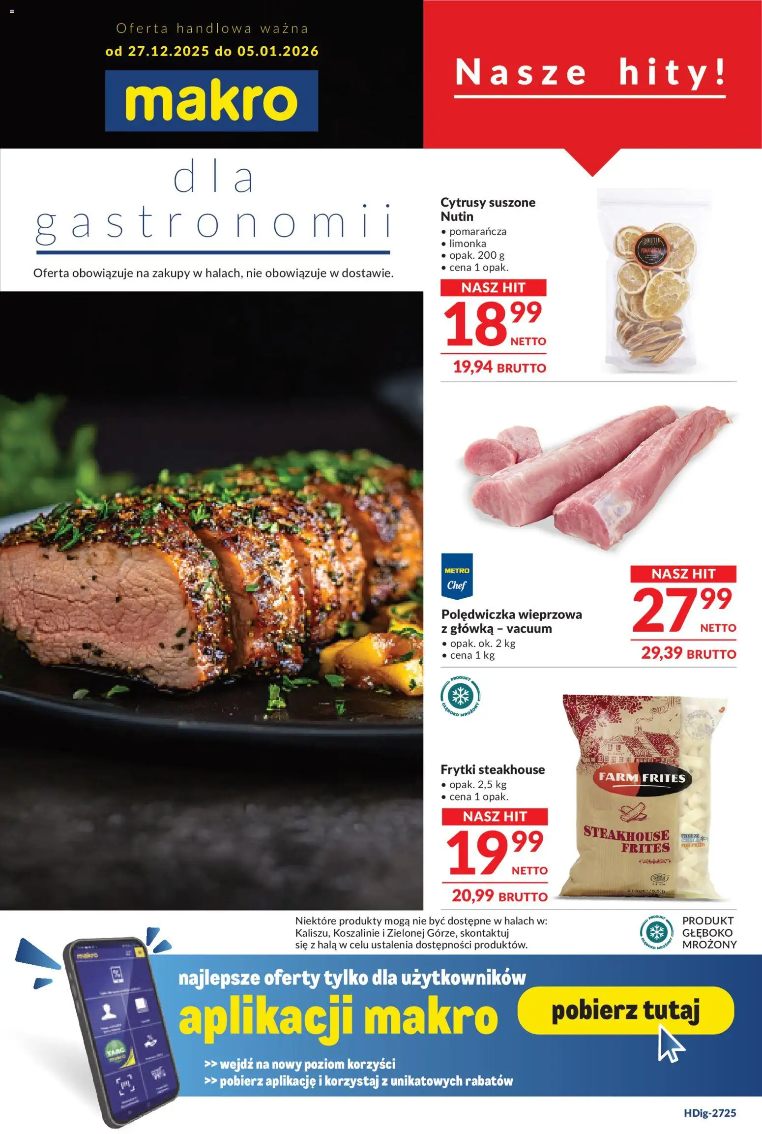 Makro Gazetka - Oferta dla gastronomii od 27.12.2025 | Strona: 1 | Produkty: Limonka, Polędwiczka wieprzowa, Frytki
