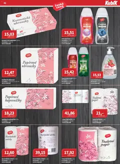 Náhled letáku Kubík leták - Velkoobchod 03/2026 od 01.03.2026 | Strana: 41 | Produkty: Sprchový gel, Ubrousky, Papírové kapesníčky, Papířové ubrousky