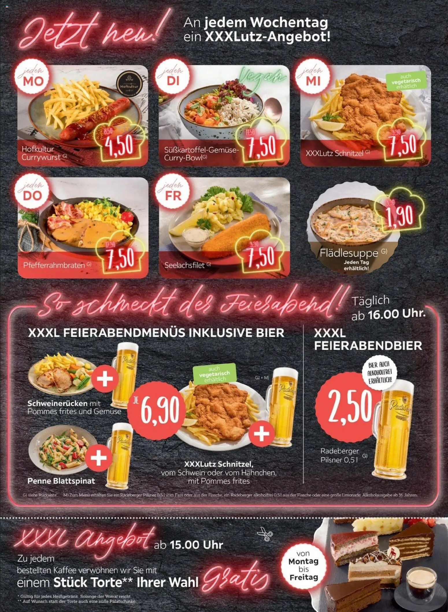 XXXL Lutz Restaurantgutscheine – gültig ab 02.01.2026 | Seite: 2 | Produkte: Bier, Limonade, Pommes frites, Uhr
