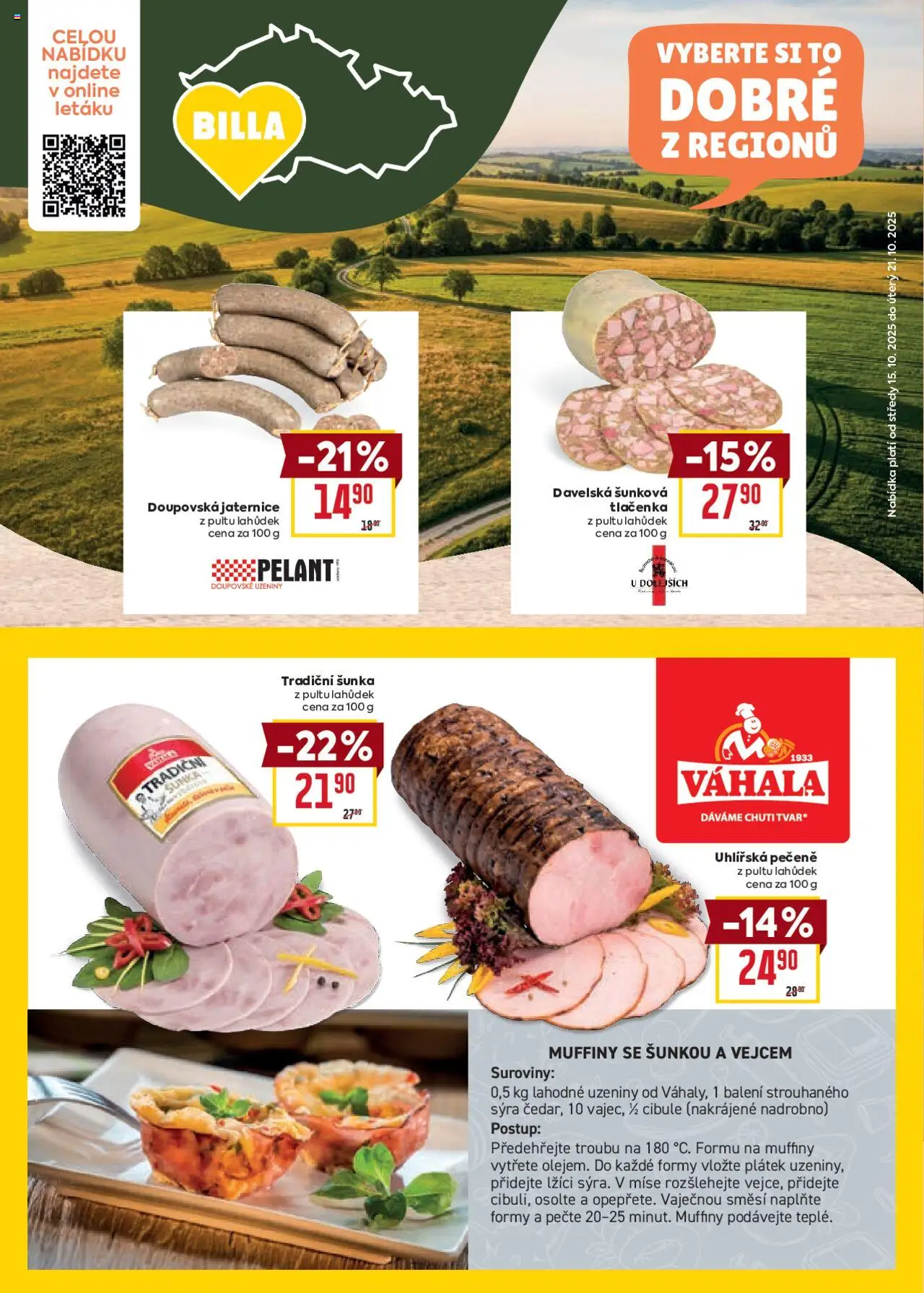 Billa Velký leták od 15.10.2025 | Strana: 12 | Produkty: Šunka, Uzeniny, Tlačenka, Cibule