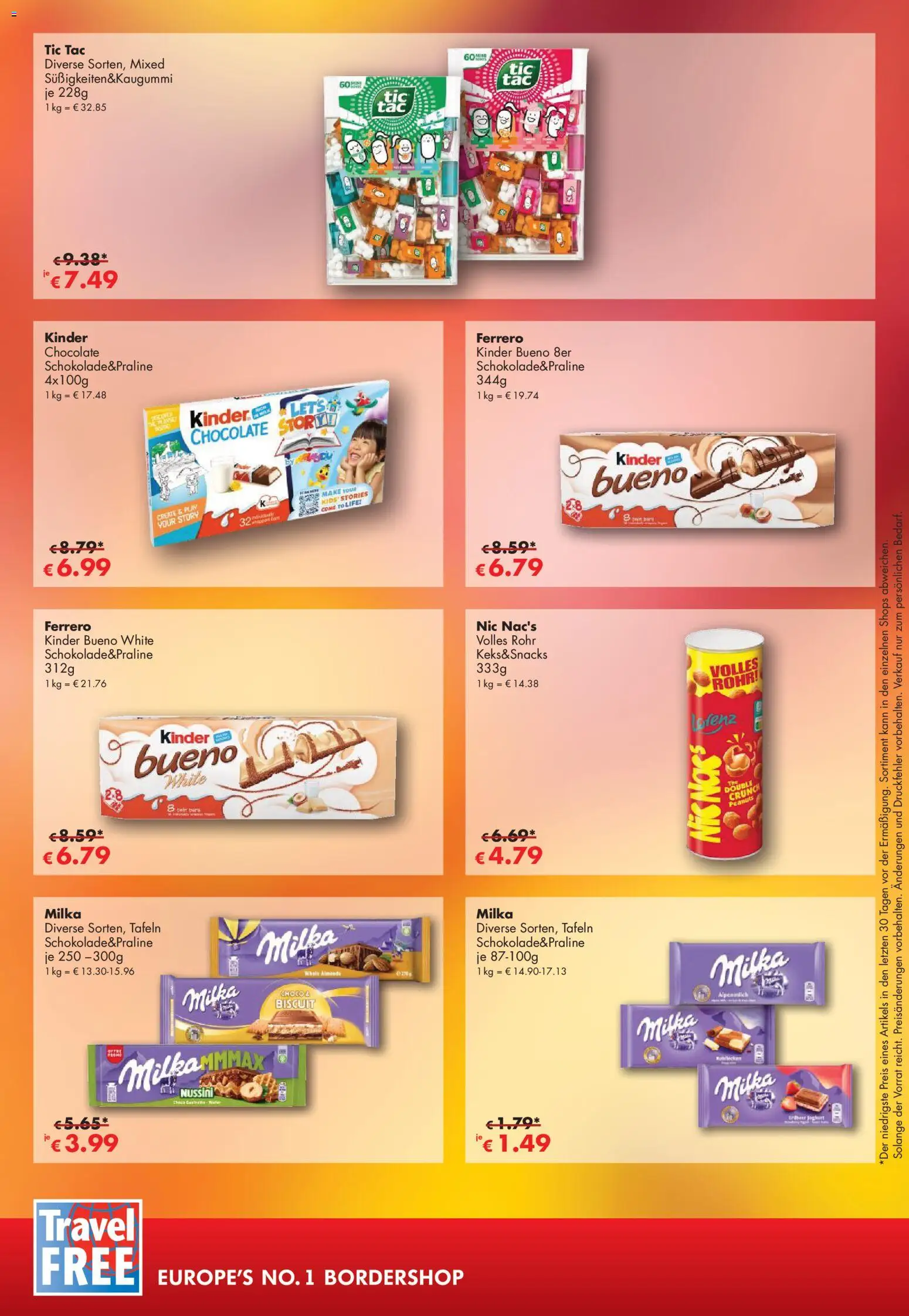 Travel Free Angebote – gültig ab 01.11.2025 | Seite: 3 | Produkte: Kinder bueno, Milka