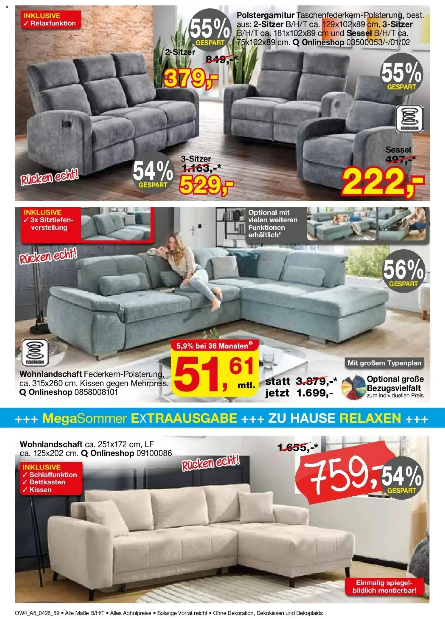 Angebote - Für Zuhause-Liebhaber – gültig ab 01.04.2026 | Seite: 58 | Produkte: Wohnlandschaft, Kissen, Sessel, Spiegel